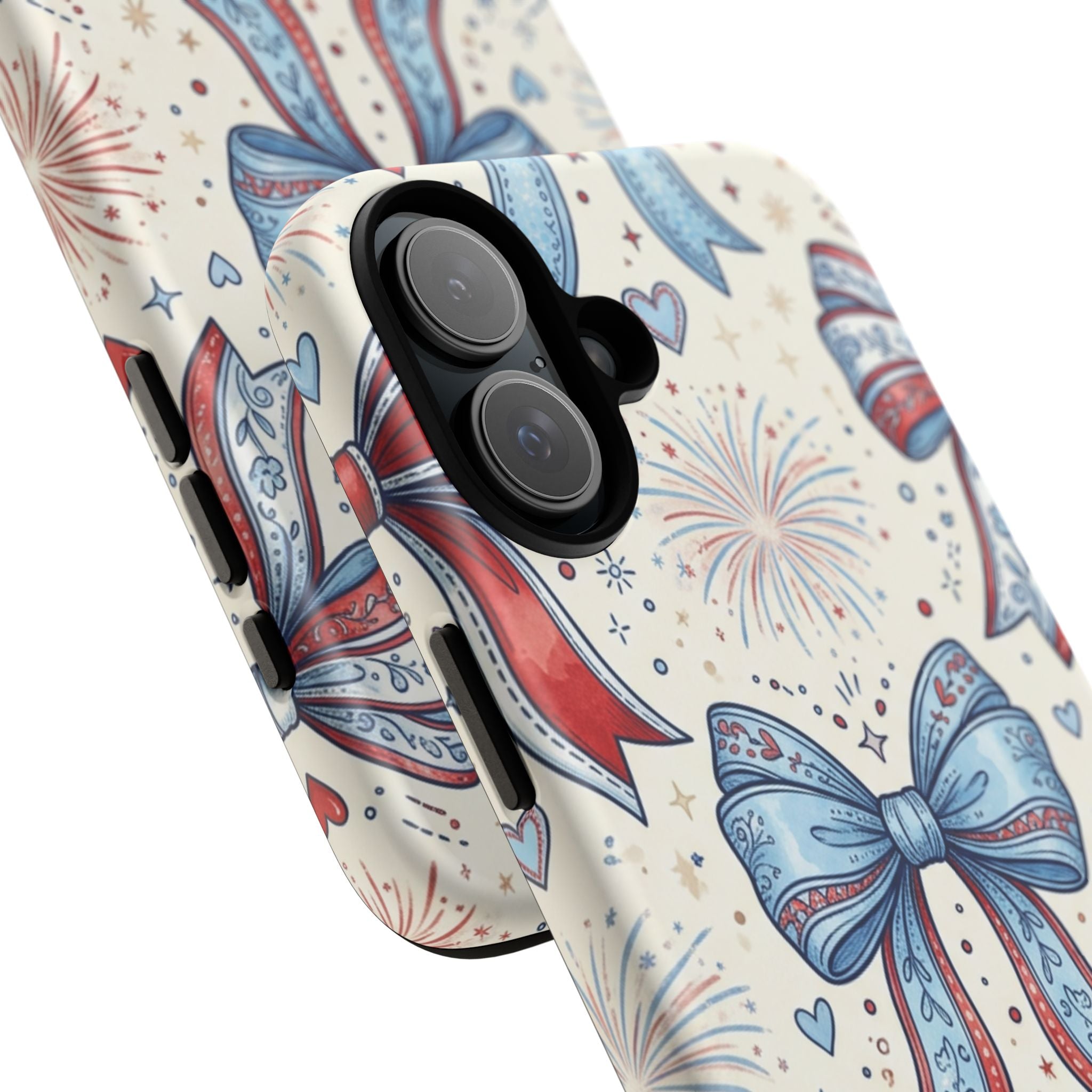 Patriotic Coquette Bows Phone Case – Americana Ribbon & Fireworks Design Printify
