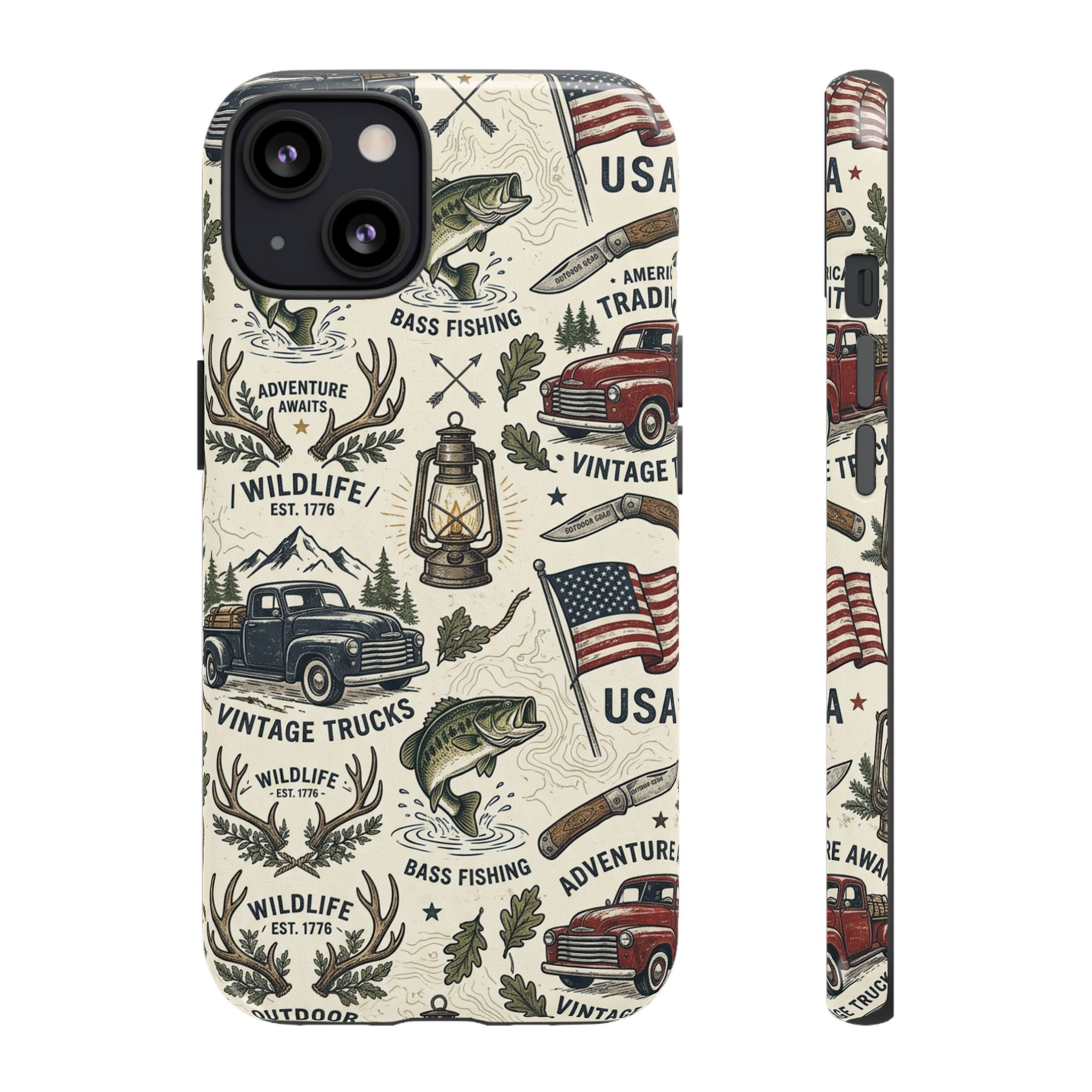 Patriotic Outdoors Phone Case – Bass Fishing & Vintage Americana Case Printify