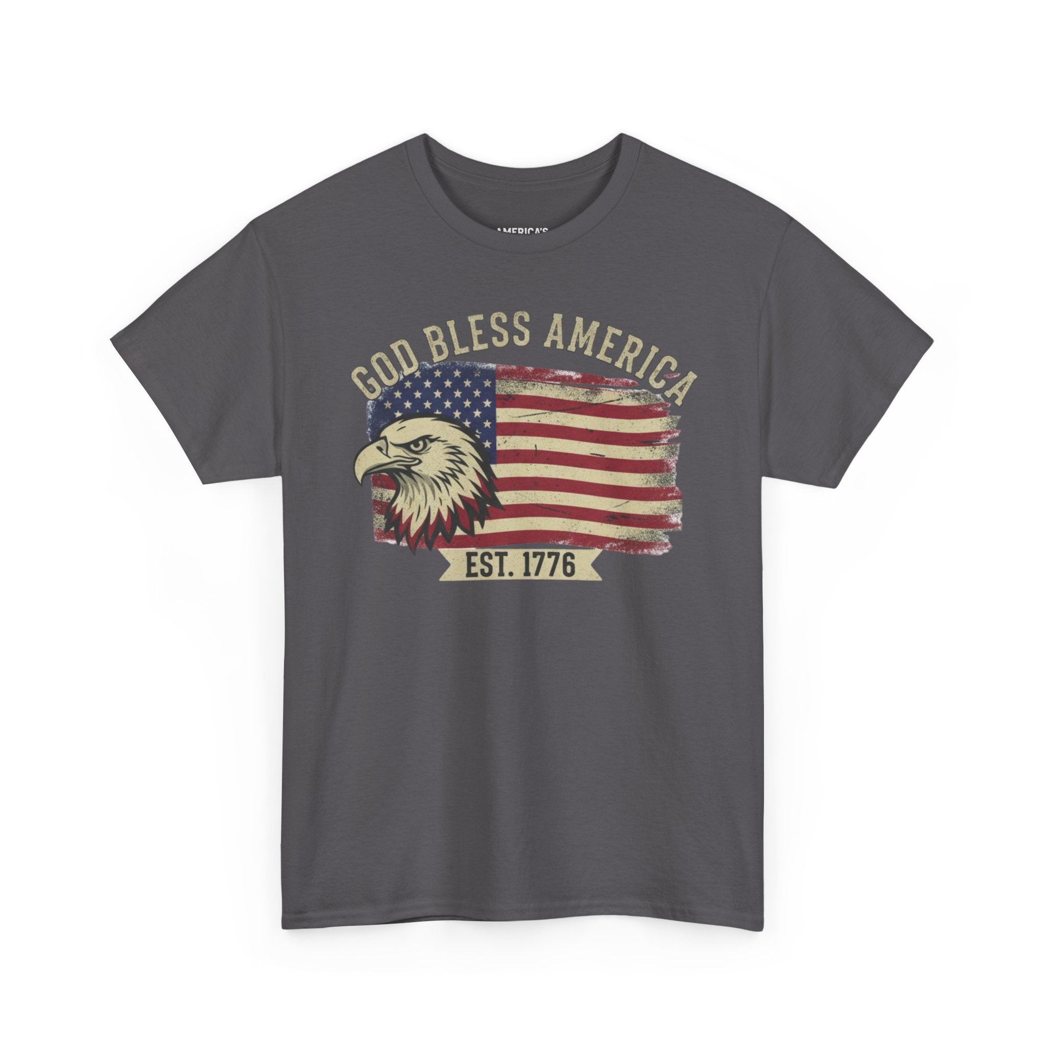 God Bless America 1776 Patriotic T-Shirt – Vintage Eagle Flag USA Tee Printify
