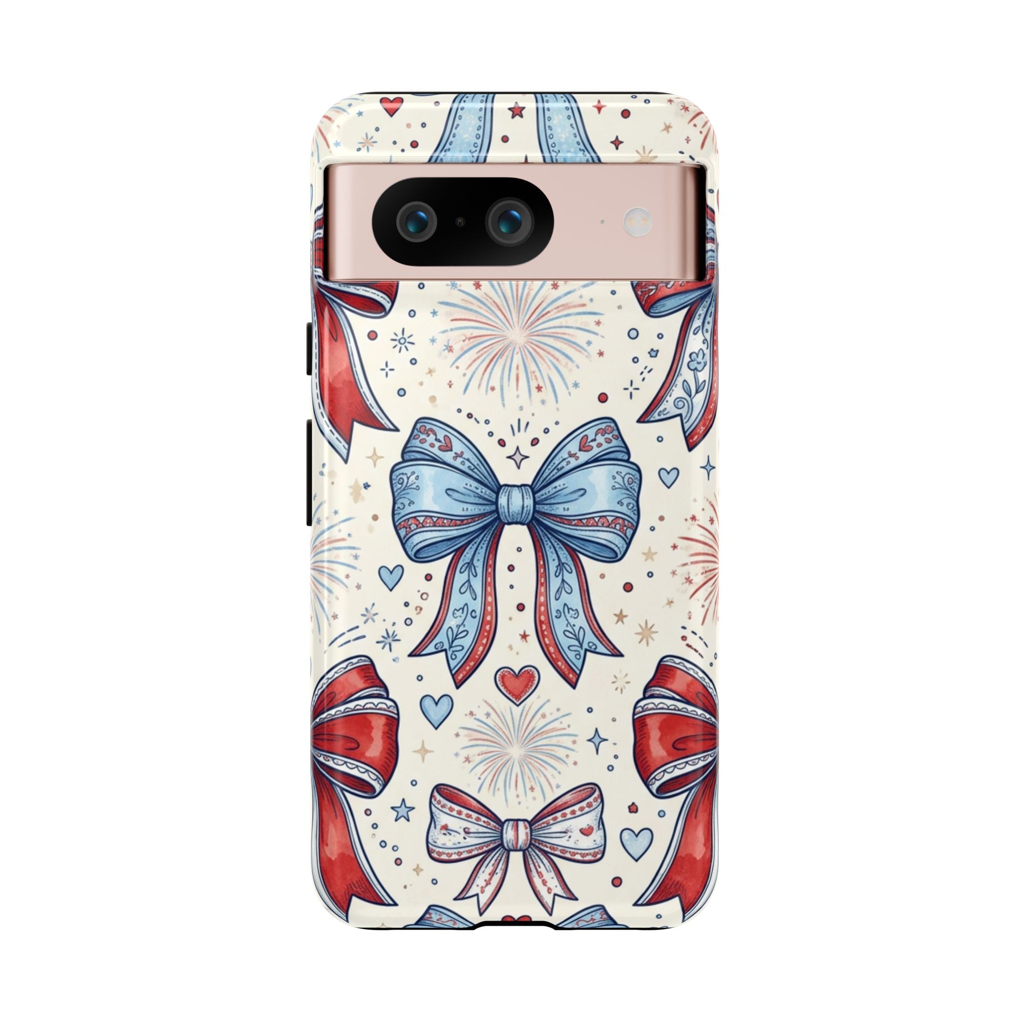 Patriotic Coquette Bows Phone Case – Americana Ribbon & Fireworks Design Printify