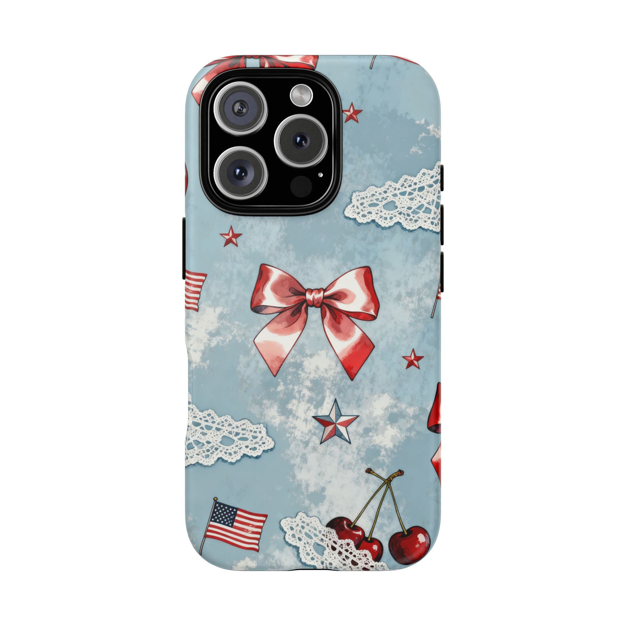 Americana Coquette Cherry Bow Phone Case Printify