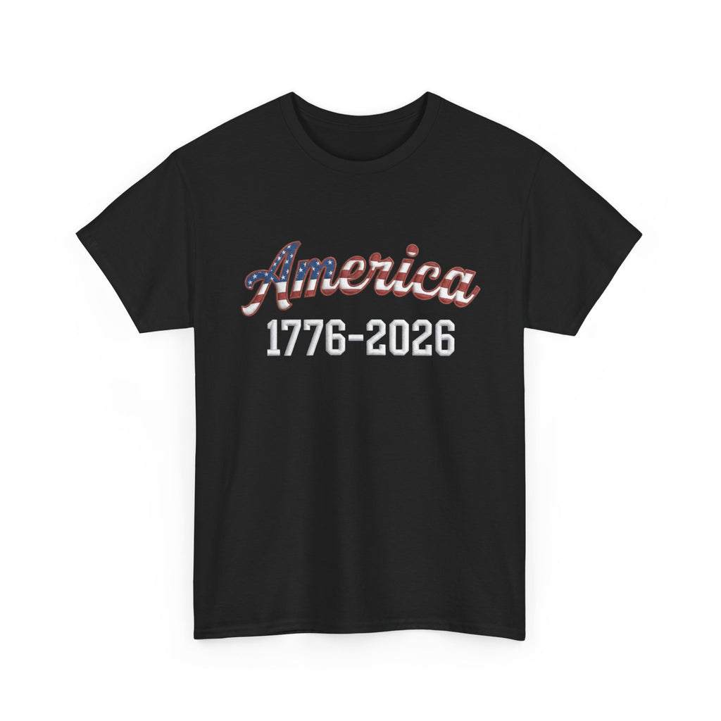 "America 1776–2026" Patriotic Unisex Cotton T-Shirt – Gildan 5000 Heavy Tee