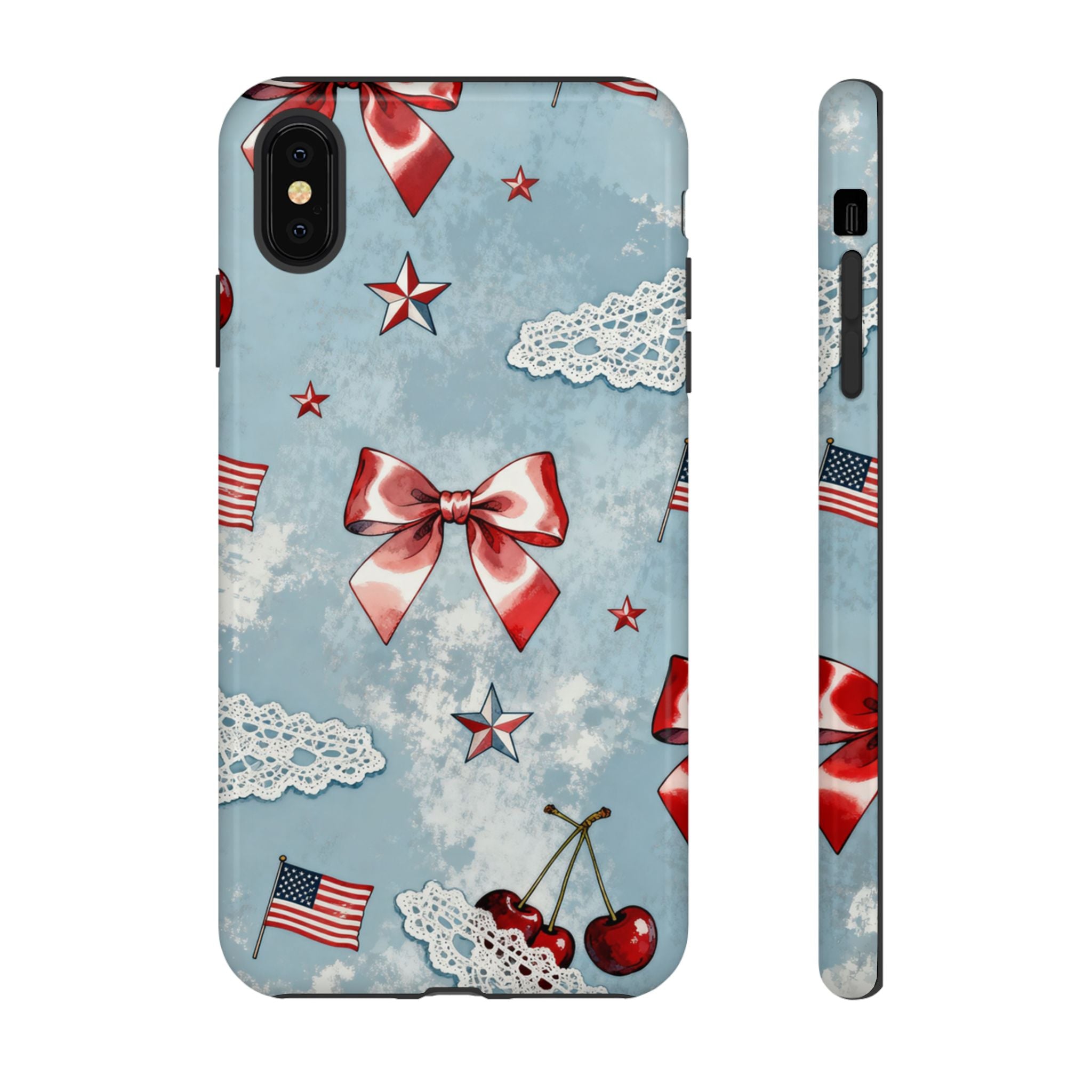 Americana Coquette Cherry Bow Phone Case Printify