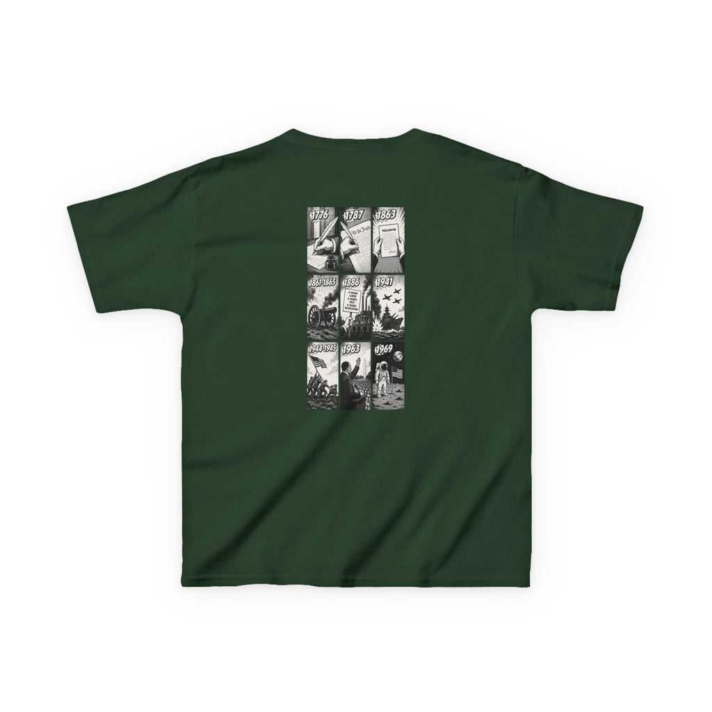 America Comic Book History Kids Tee Printify