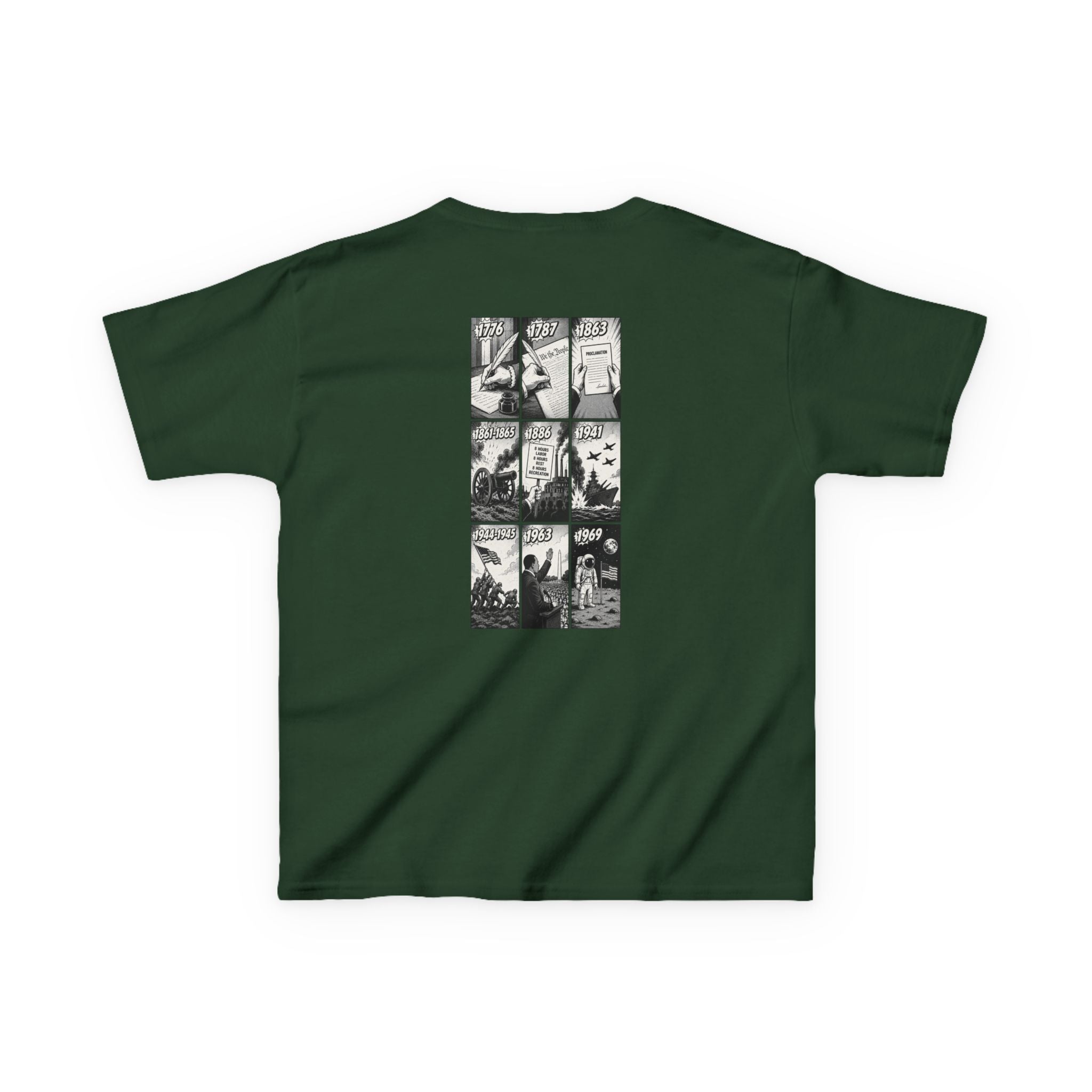 America Comic Book History Kids Tee Printify