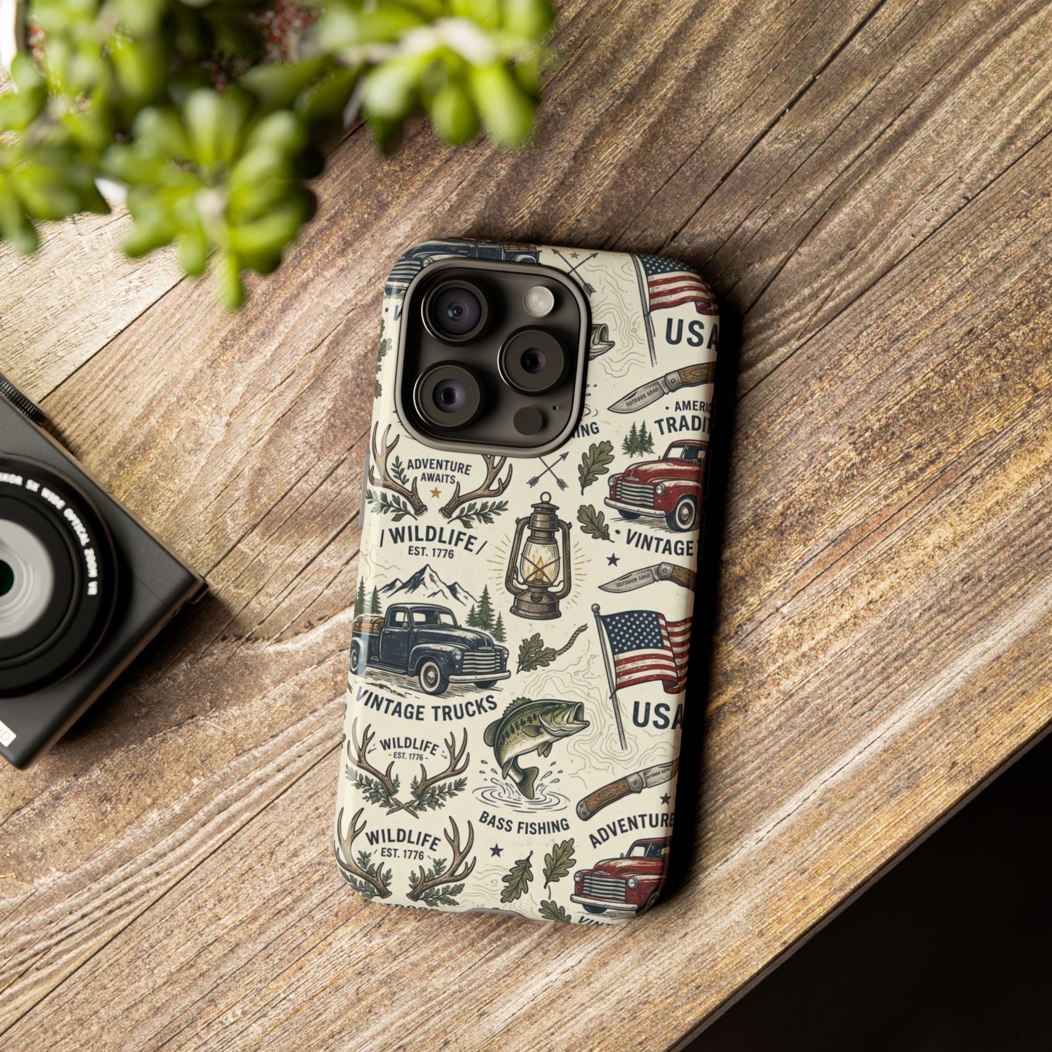 Patriotic Outdoors Phone Case – Bass Fishing & Vintage Americana Case Printify