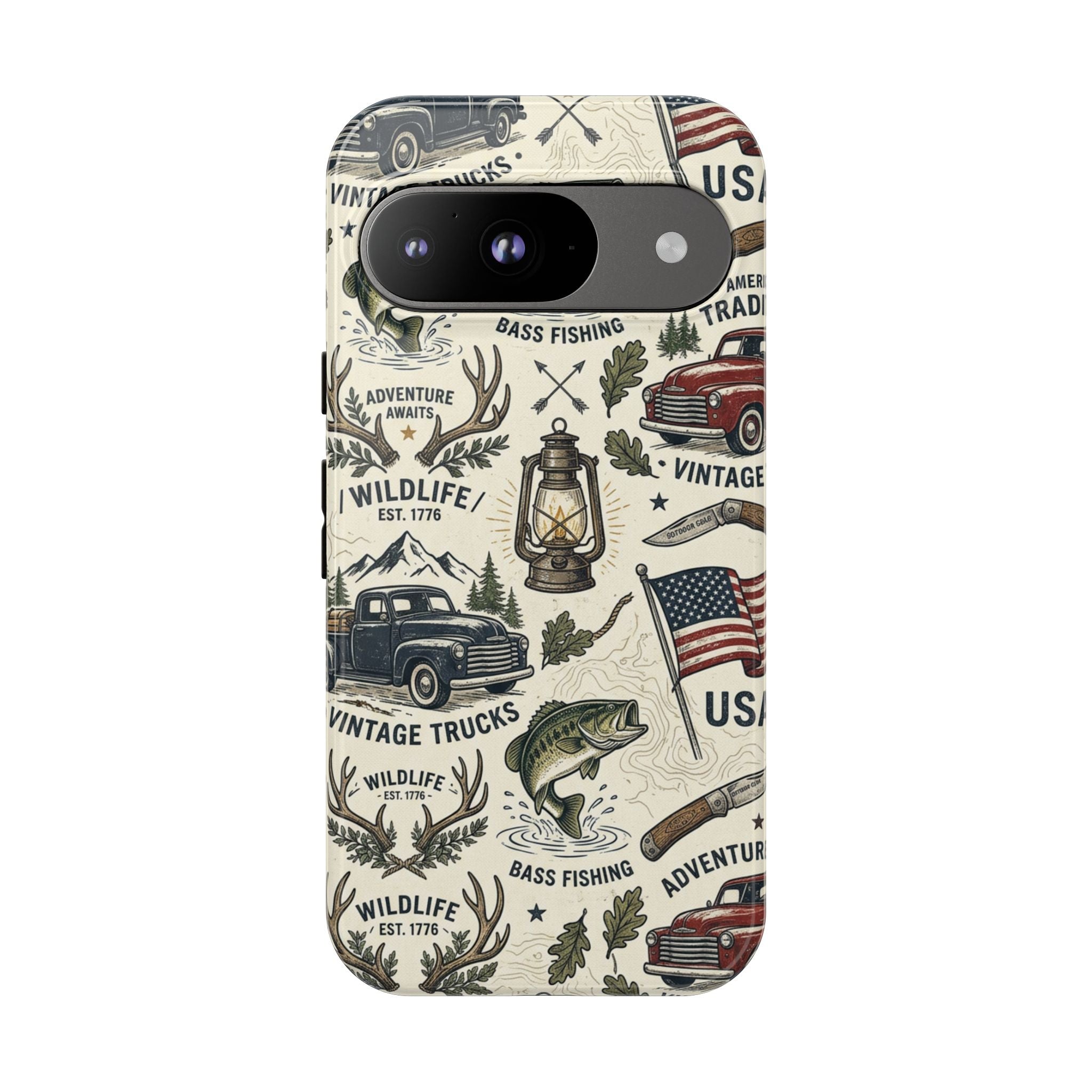 Patriotic Outdoors Phone Case – Bass Fishing & Vintage Americana Case Printify