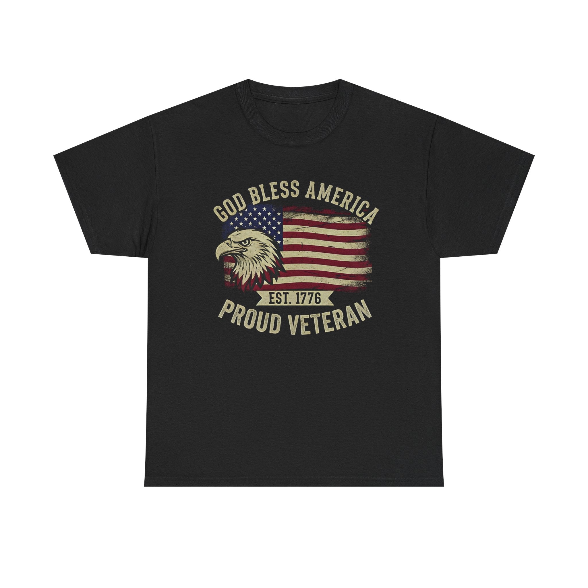 God Bless America Veterans Edition Patriotic T-Shirt – Vintage Eagle Flag Tee