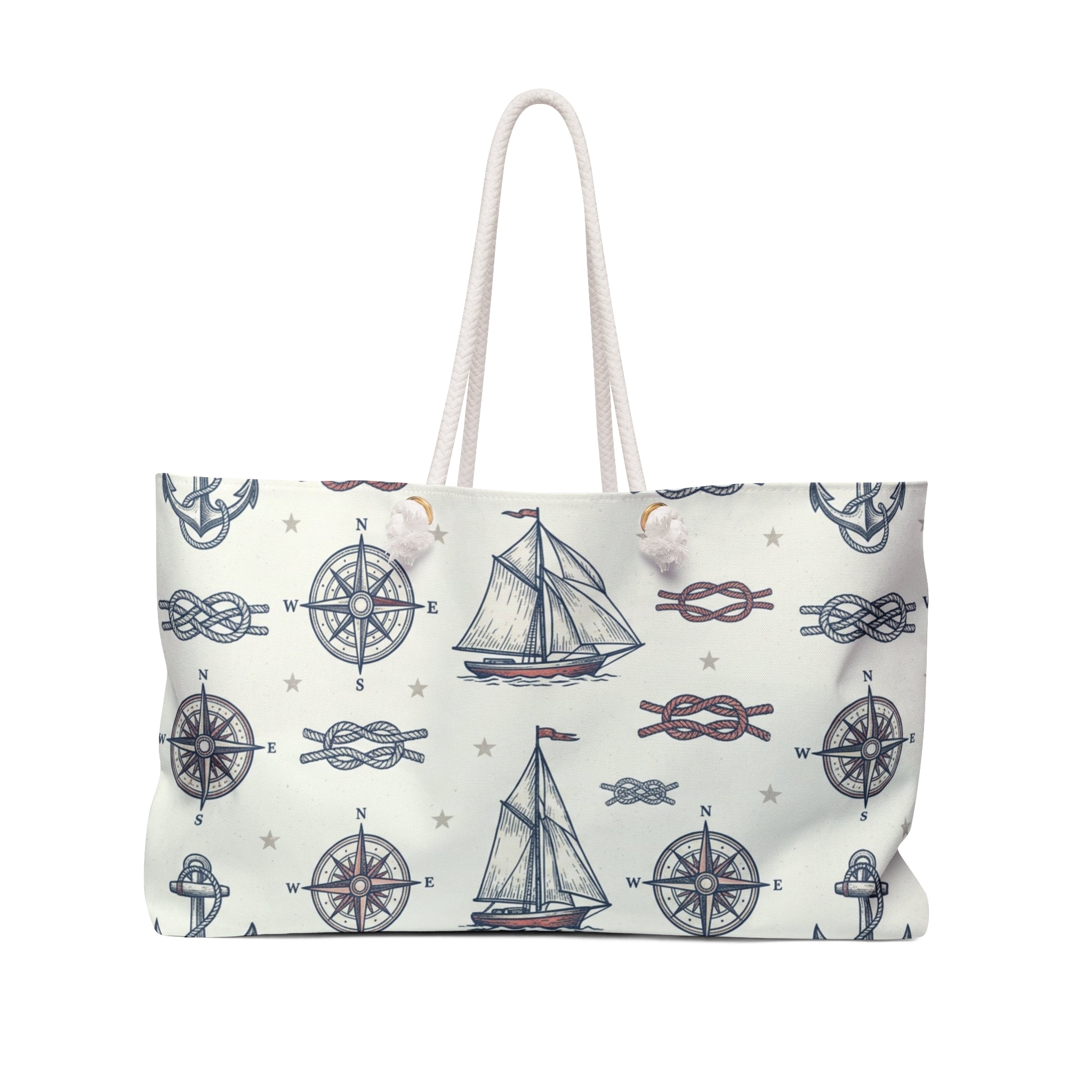 Nautical Compass & Sailboat Weekender Tote Printify
