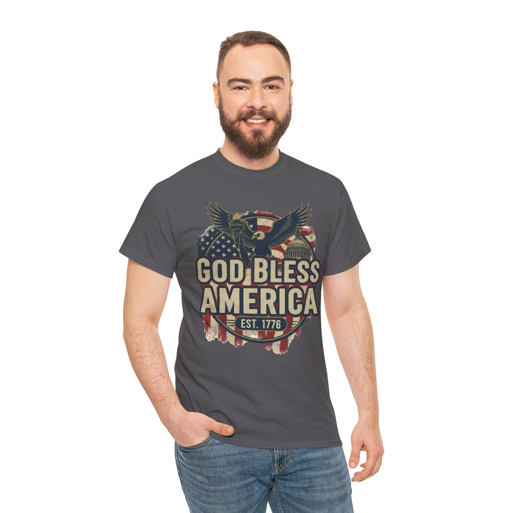 God Bless America 1776 Patriotic T-Shirt – Vintage American Heritage Tee Printify