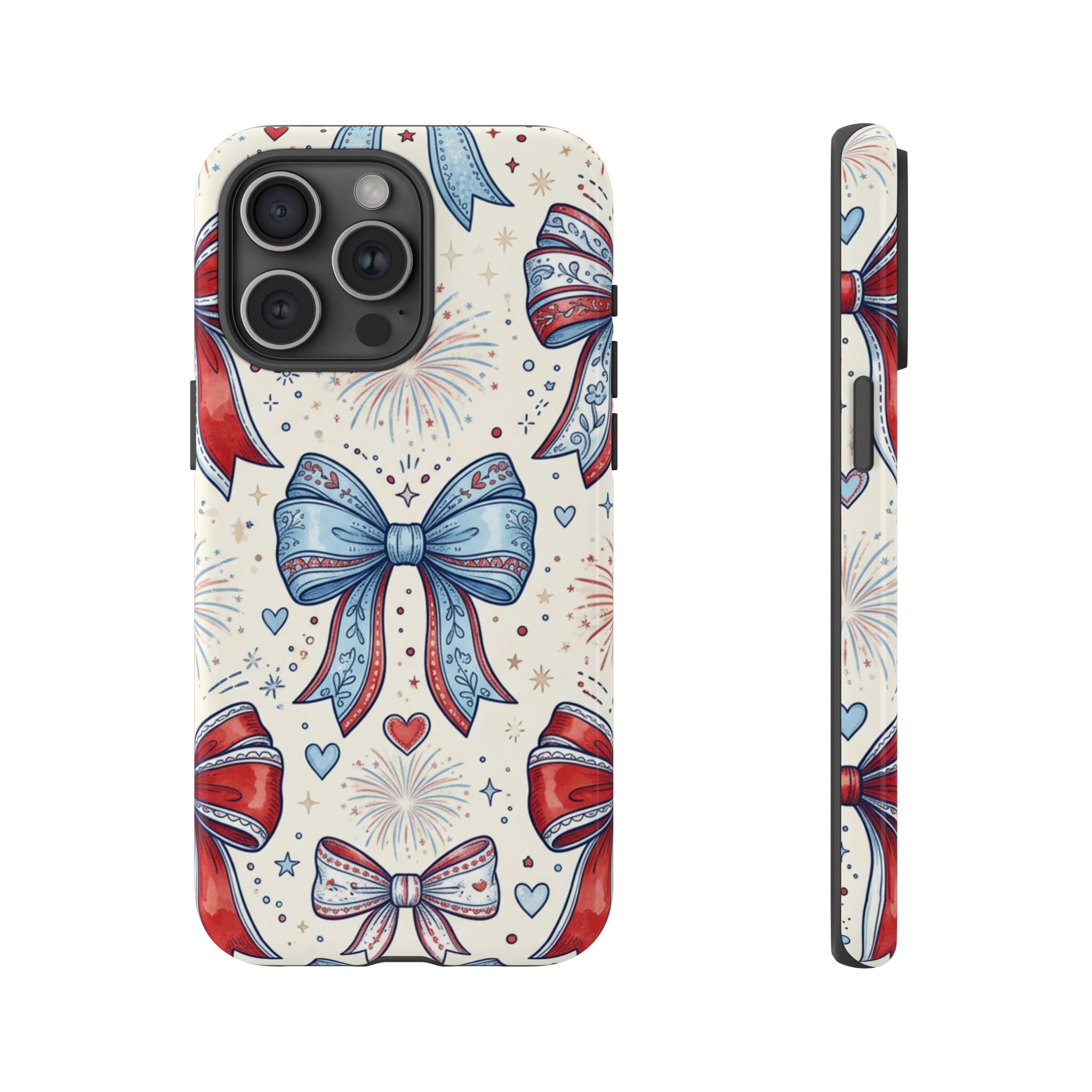 Patriotic Coquette Bows Phone Case – Americana Ribbon & Fireworks Design Printify