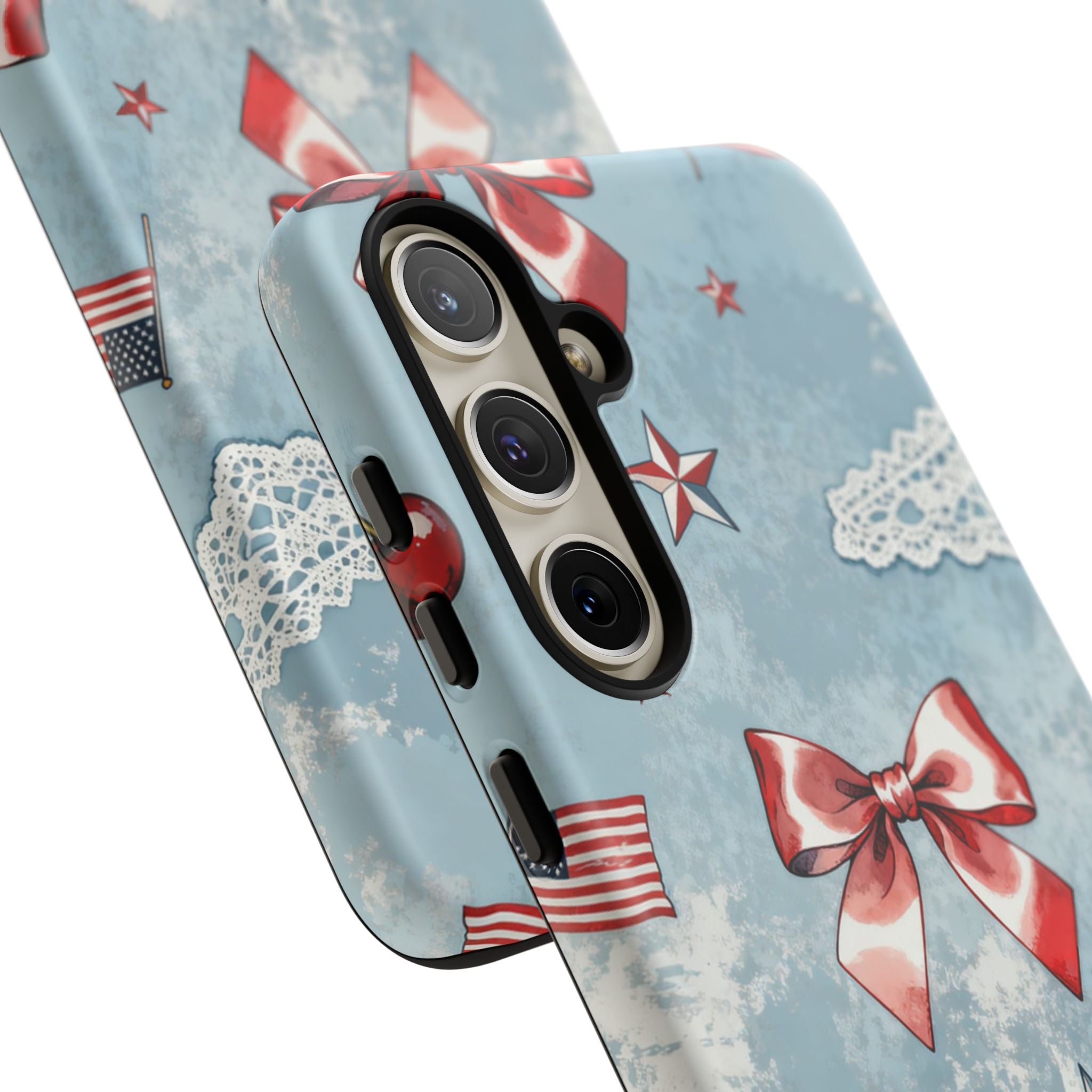 Americana Coquette Cherry Bow Phone Case Printify
