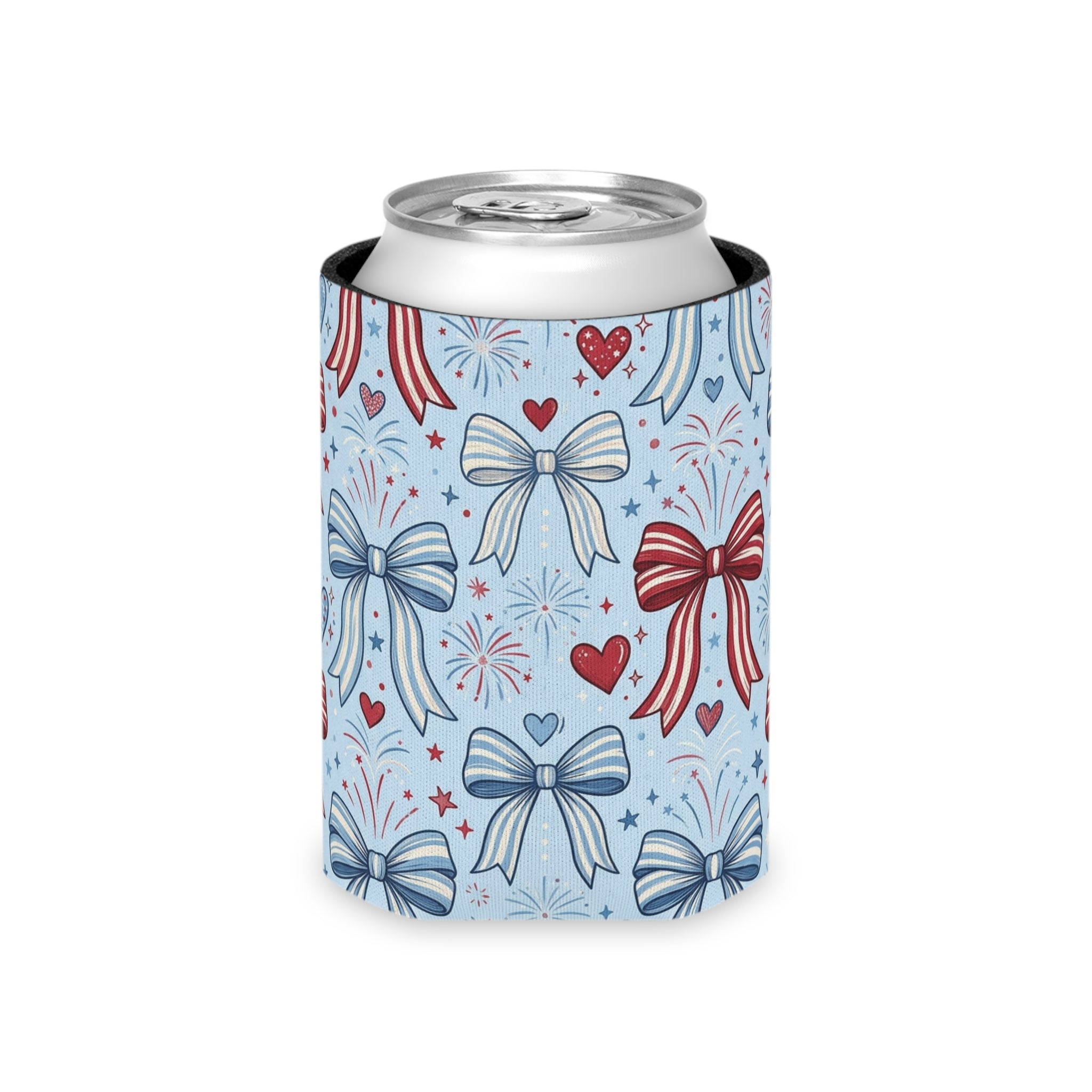 Patriotic Coquette Bows Can Cooler Printify