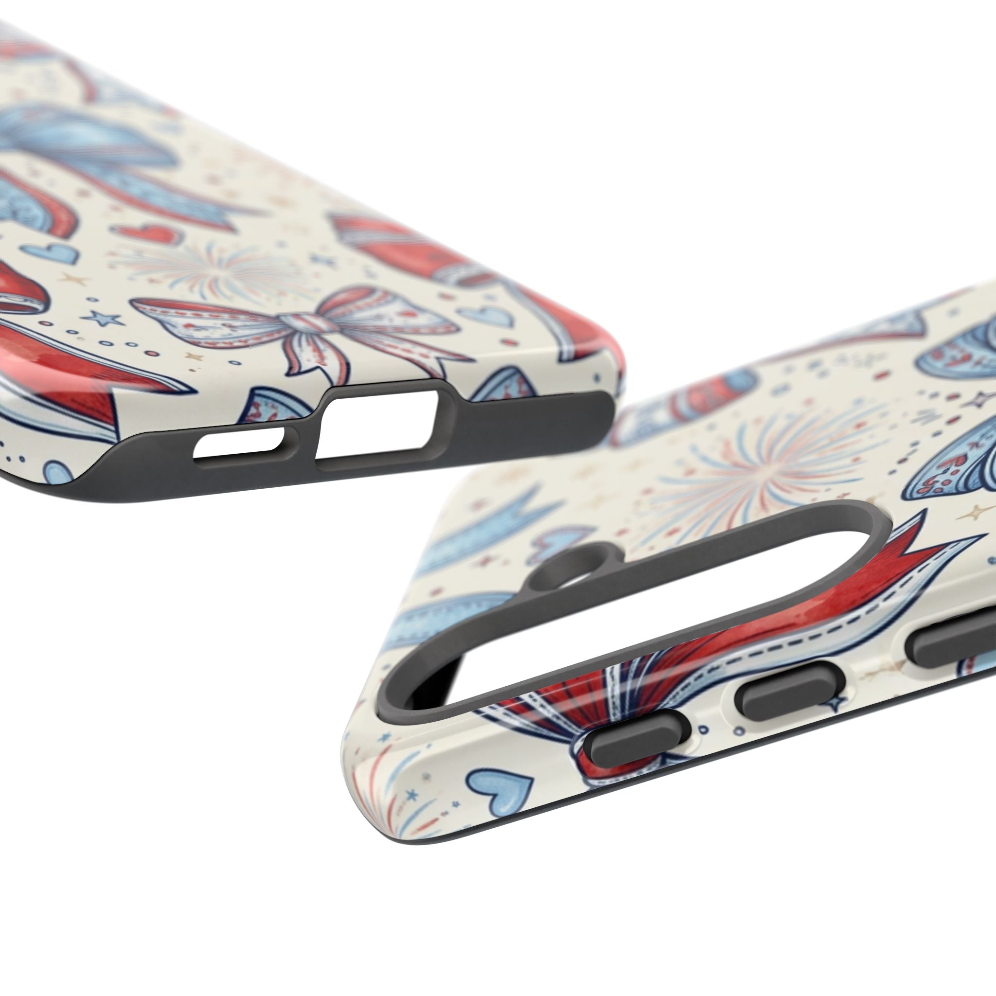 Patriotic Coquette Bows Phone Case – Americana Ribbon & Fireworks Design Printify