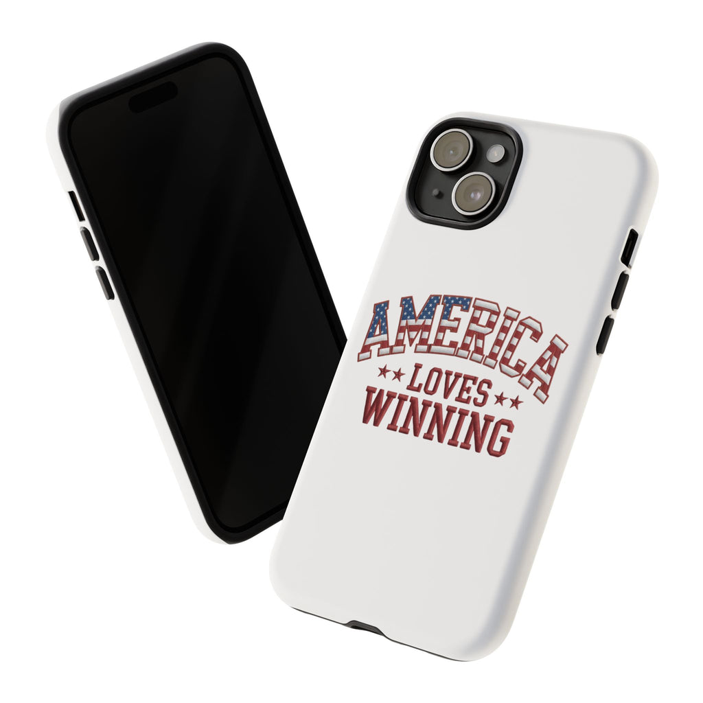 America Loves Winning Patriotic Phone Case – Tough Dual Layer iPhone & Samsung Galaxy S26 Case