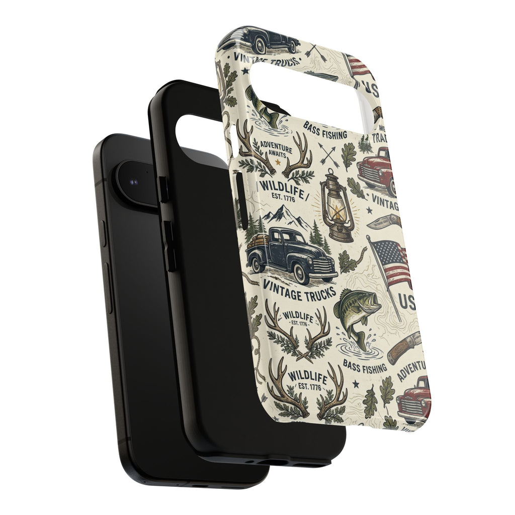 Patriotic Outdoors Phone Case – Bass Fishing & Vintage Americana Case Printify