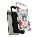 Patriotic Coquette Bows Phone Case – Americana Ribbon & Fireworks Design Printify