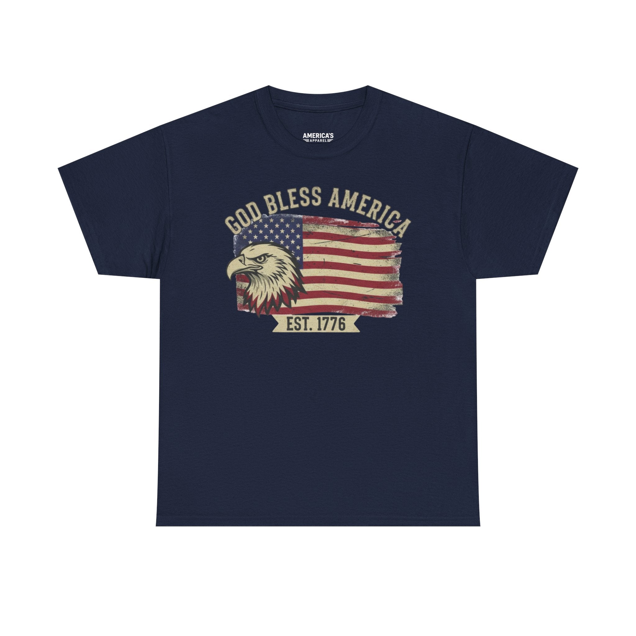 God Bless America 1776 Patriotic T-Shirt – Vintage Eagle Flag USA Tee Printify