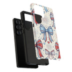 Patriotic Coquette Bows Phone Case – Americana Ribbon & Fireworks Design Printify