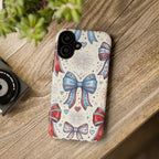 Patriotic Coquette Bows Phone Case – Americana Ribbon & Fireworks Design Printify