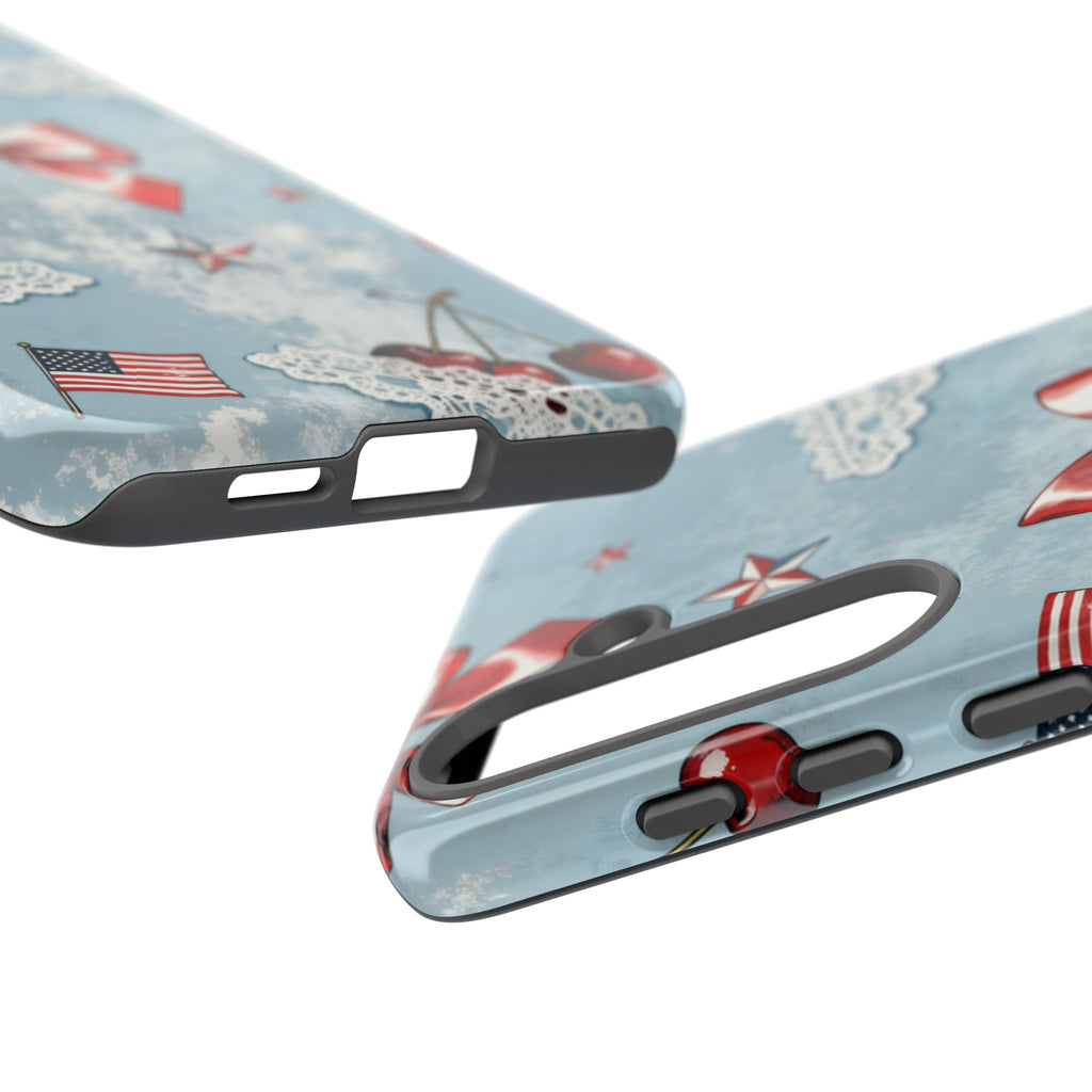 Americana Coquette Cherry Bow Phone Case Printify