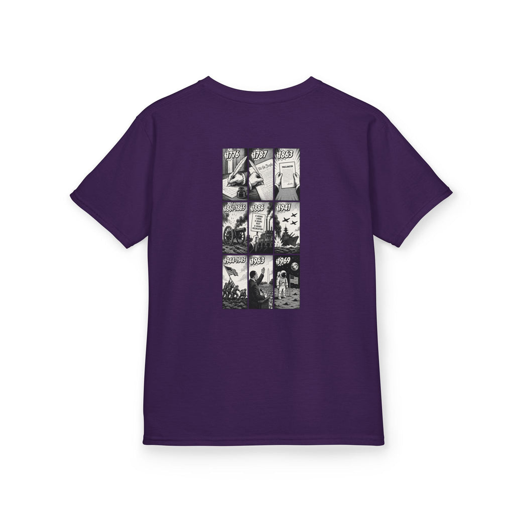 America Comic Book History Kids Tee Printify