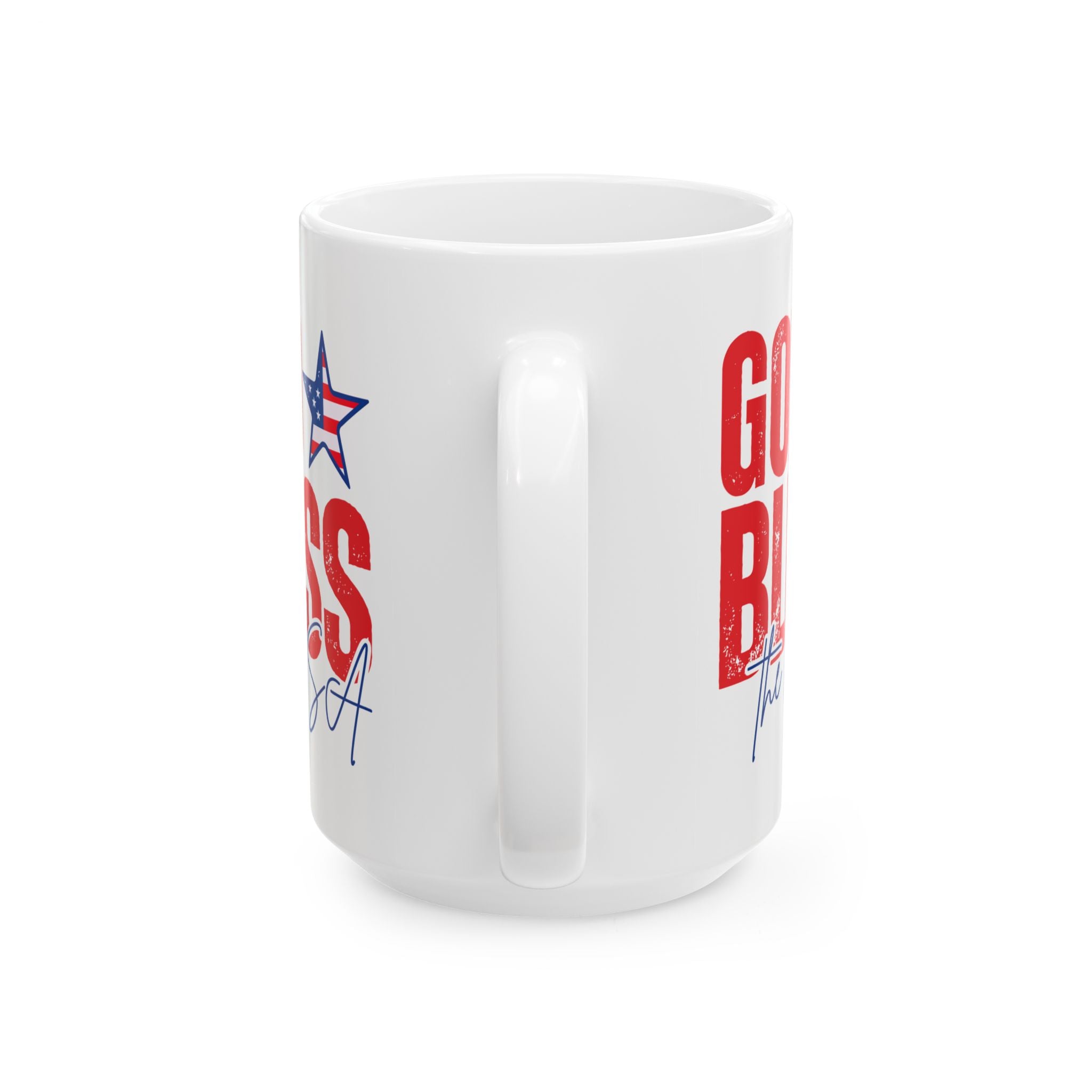 God Bless the USA Ceramic Mug — Patriotic American Flag Coffee Cup (11oz & 15oz)