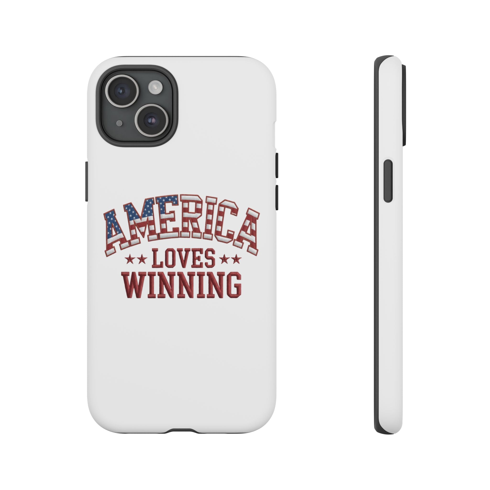 America Loves Winning Patriotic Phone Case – Tough Dual Layer iPhone & Samsung Galaxy S26 Case