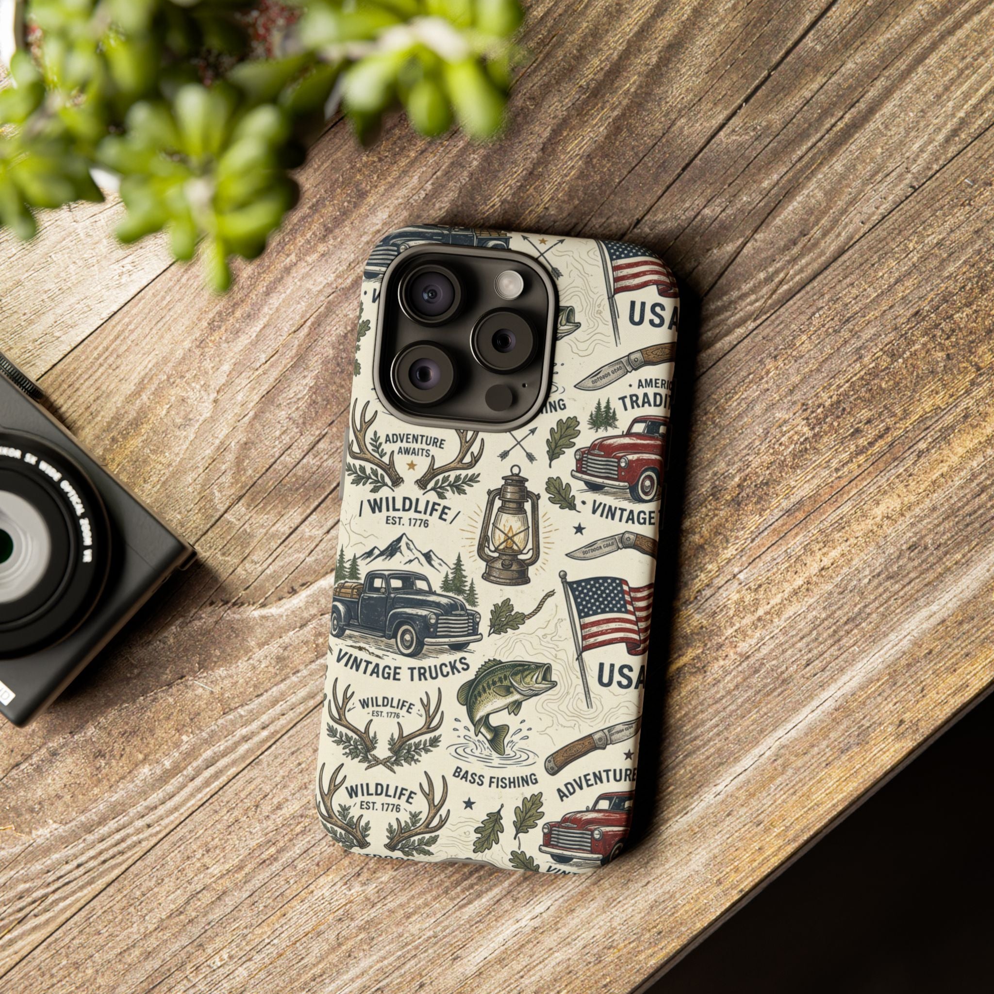 Patriotic Outdoors Phone Case – Bass Fishing & Vintage Americana Case Printify
