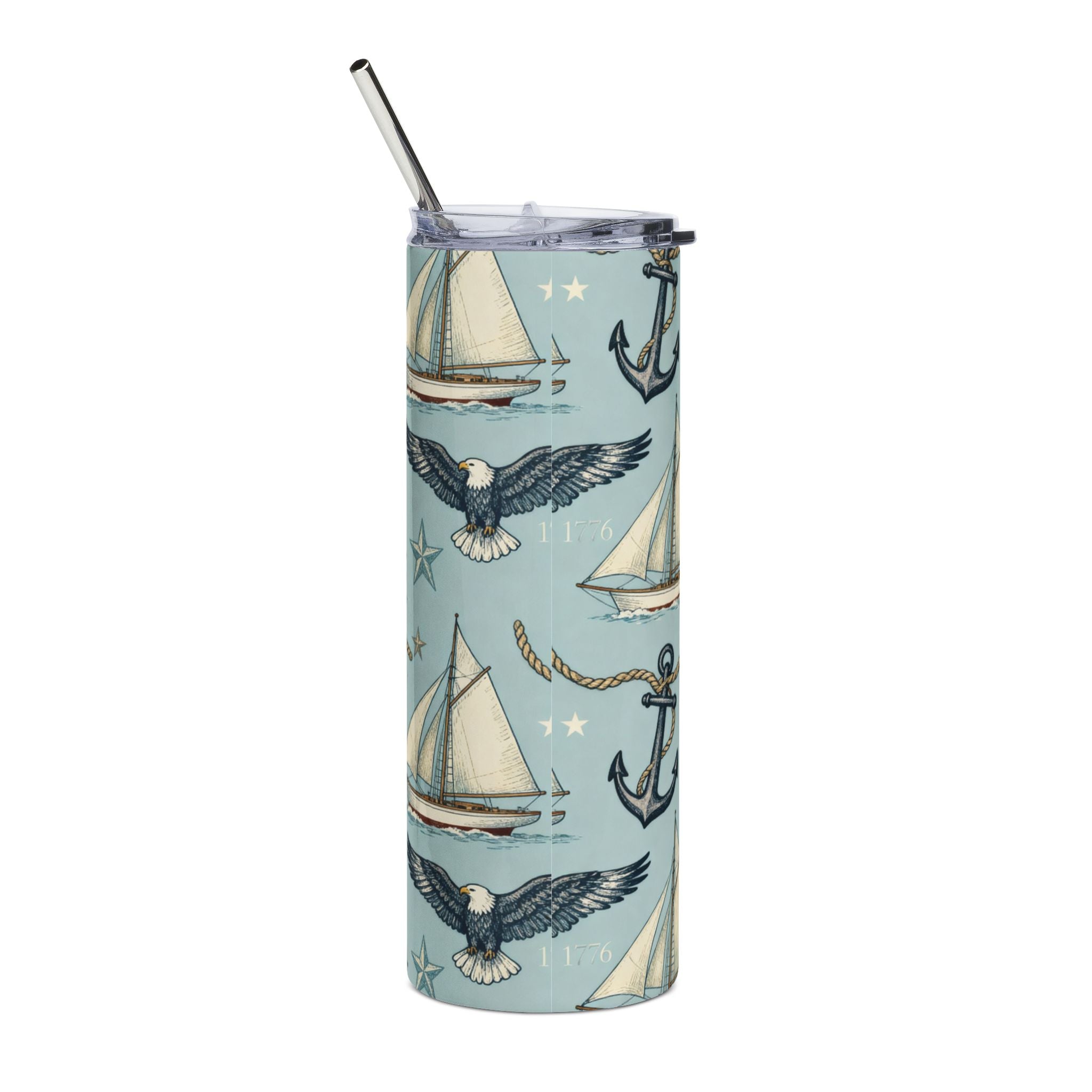 Americana Harbor Eagle Skinny Tumbler Printify