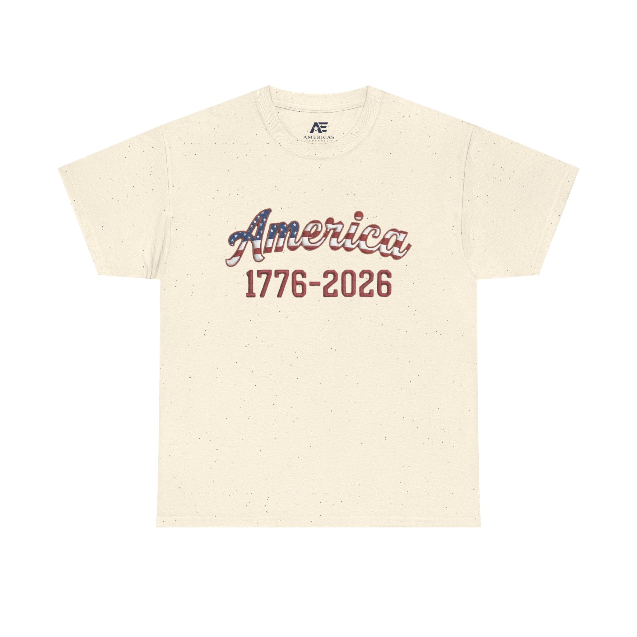 "America 1776–2026" Patriotic Unisex Cotton T-Shirt – Gildan 5000 Heavy Tee FIXED