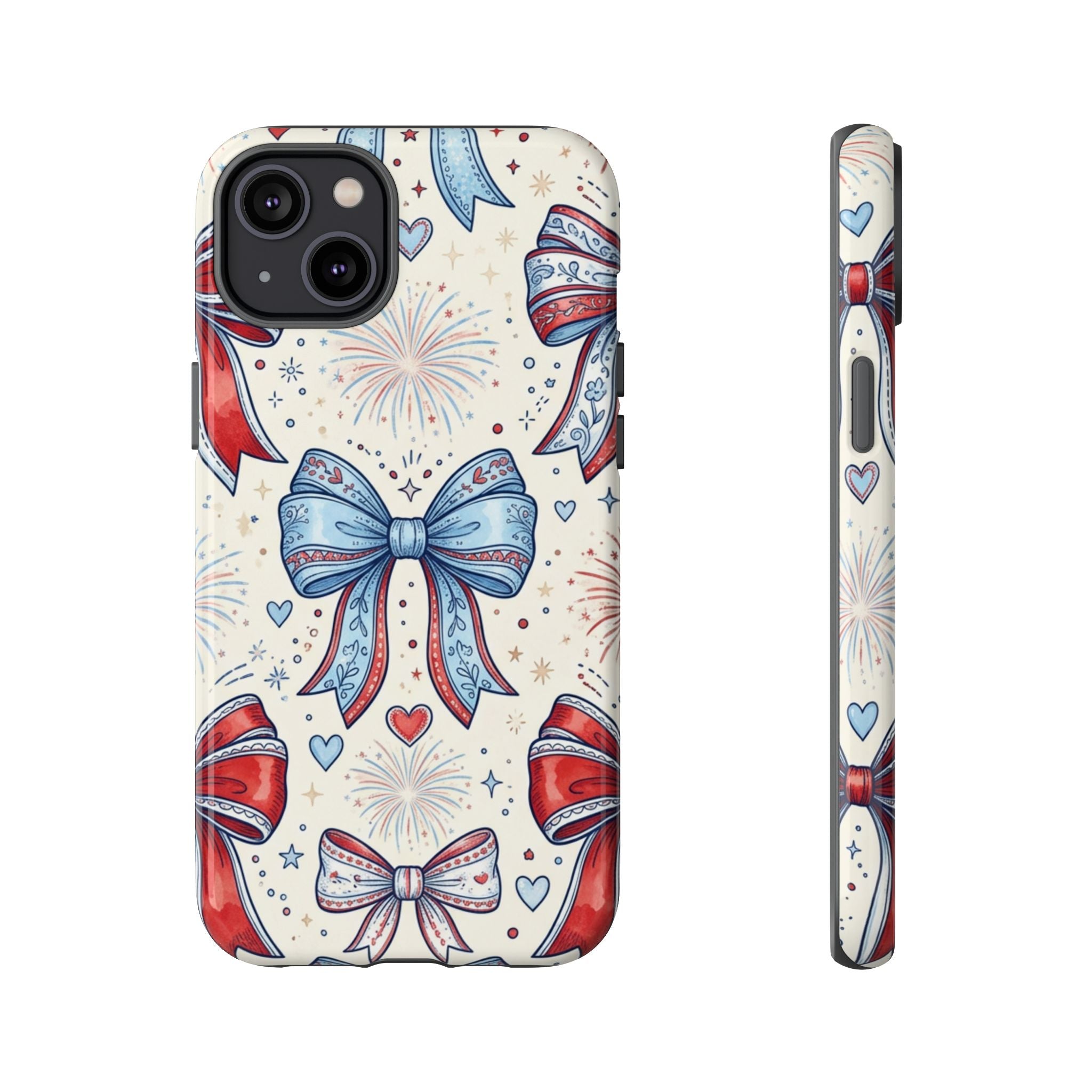 Patriotic Coquette Bows Phone Case – Americana Ribbon & Fireworks Design Printify