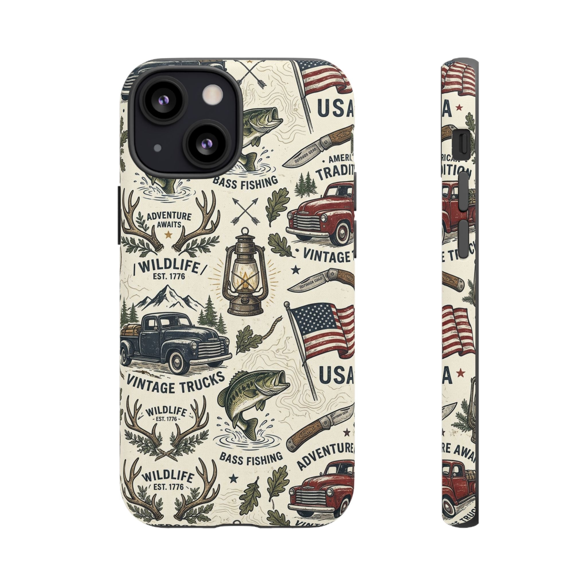 Patriotic Outdoors Phone Case – Bass Fishing & Vintage Americana Case Printify