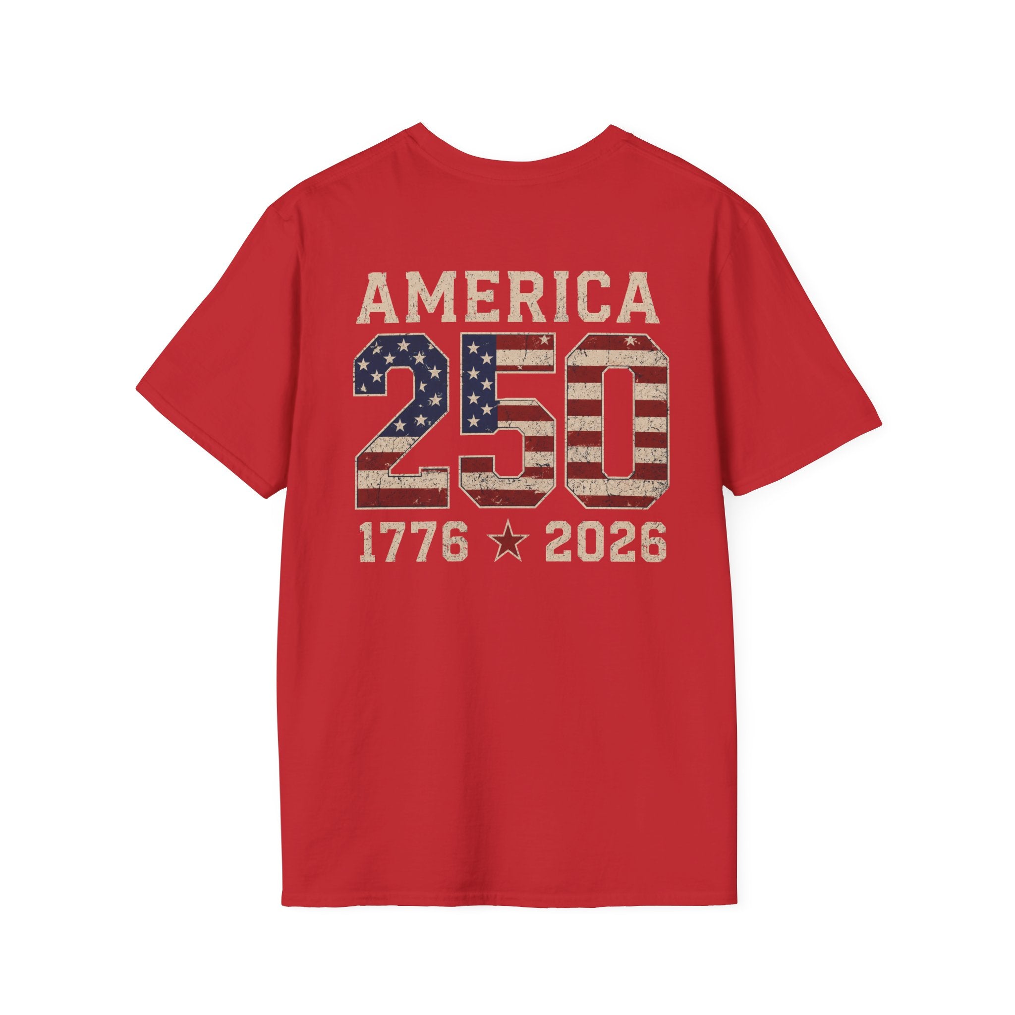 American Flag Pocket T-Shirt — "America's" Small Logo Patriotic Tee Printify