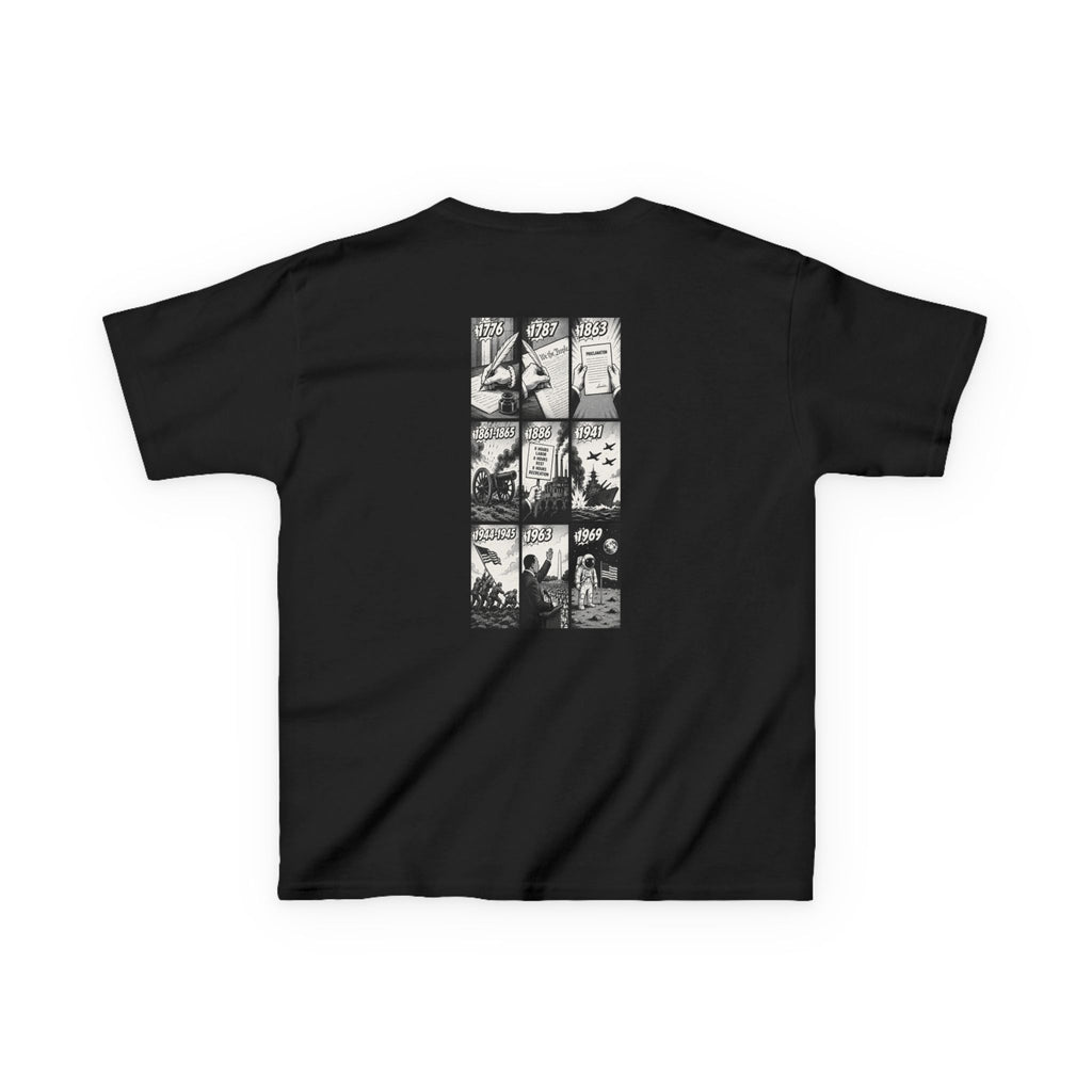 America Comic Book History Kids Tee Printify