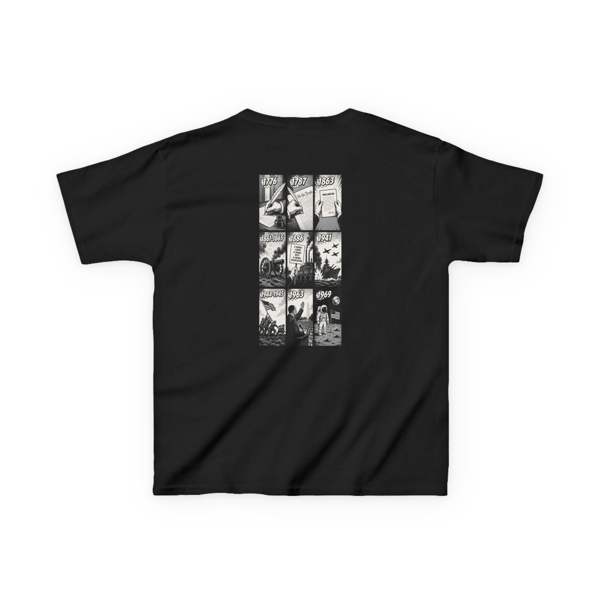 America Comic Book History Kids Tee Printify
