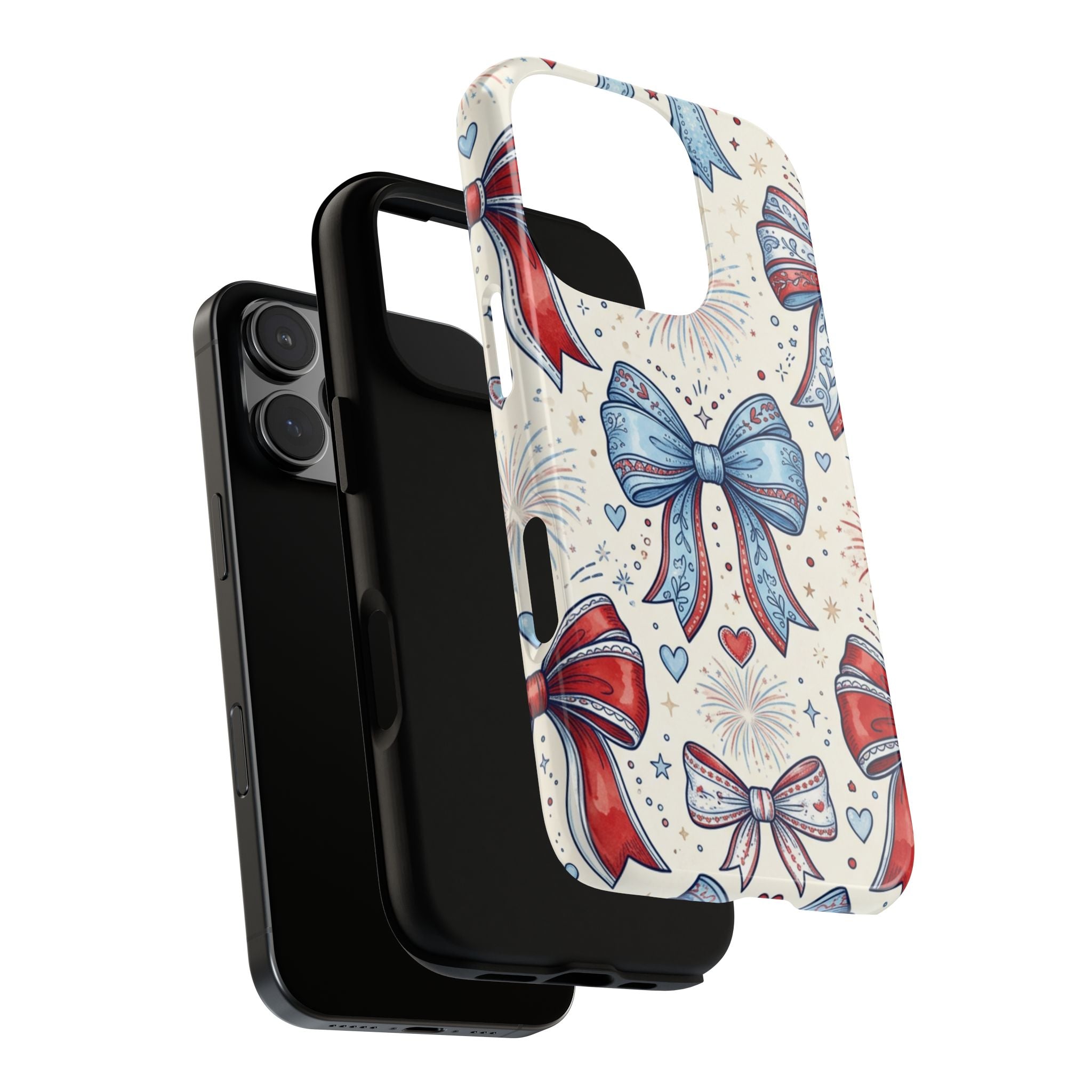 Patriotic Coquette Bows Phone Case – Americana Ribbon & Fireworks Design Printify