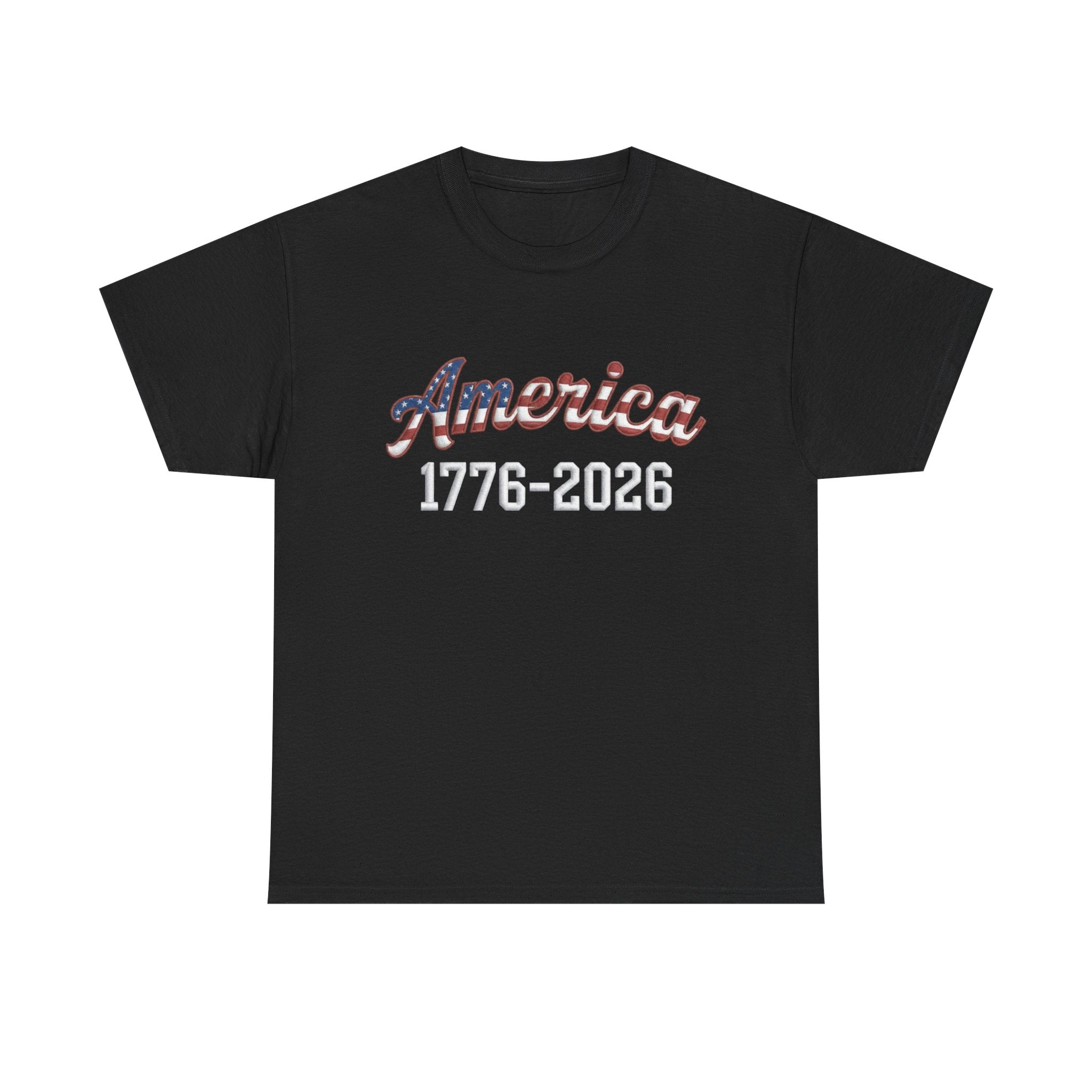 "America 1776–2026" Patriotic Unisex Cotton T-Shirt – Gildan 5000 Heavy Tee