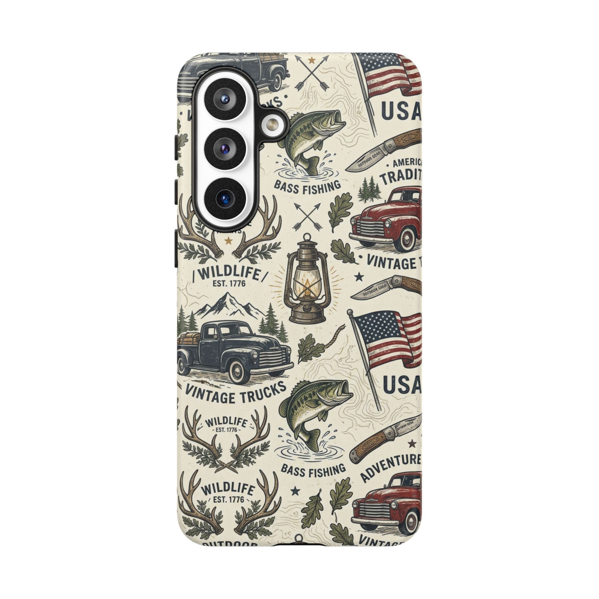 Patriotic Outdoors Phone Case – Bass Fishing & Vintage Americana Case Printify