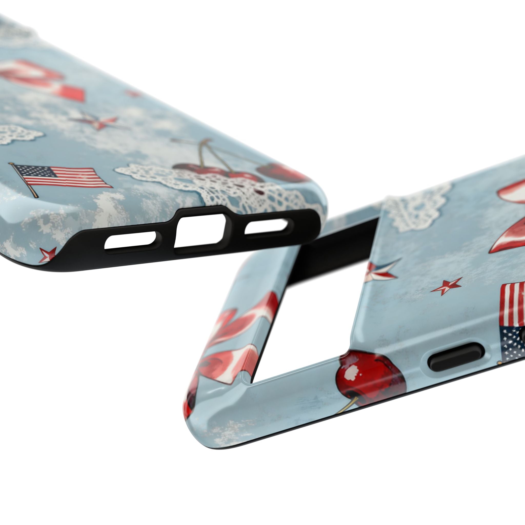 Americana Coquette Cherry Bow Phone Case Printify