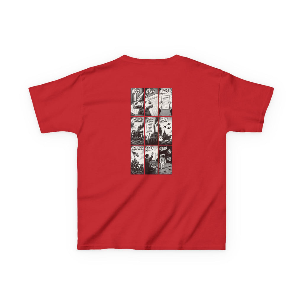America Comic Book History Kids Tee Printify