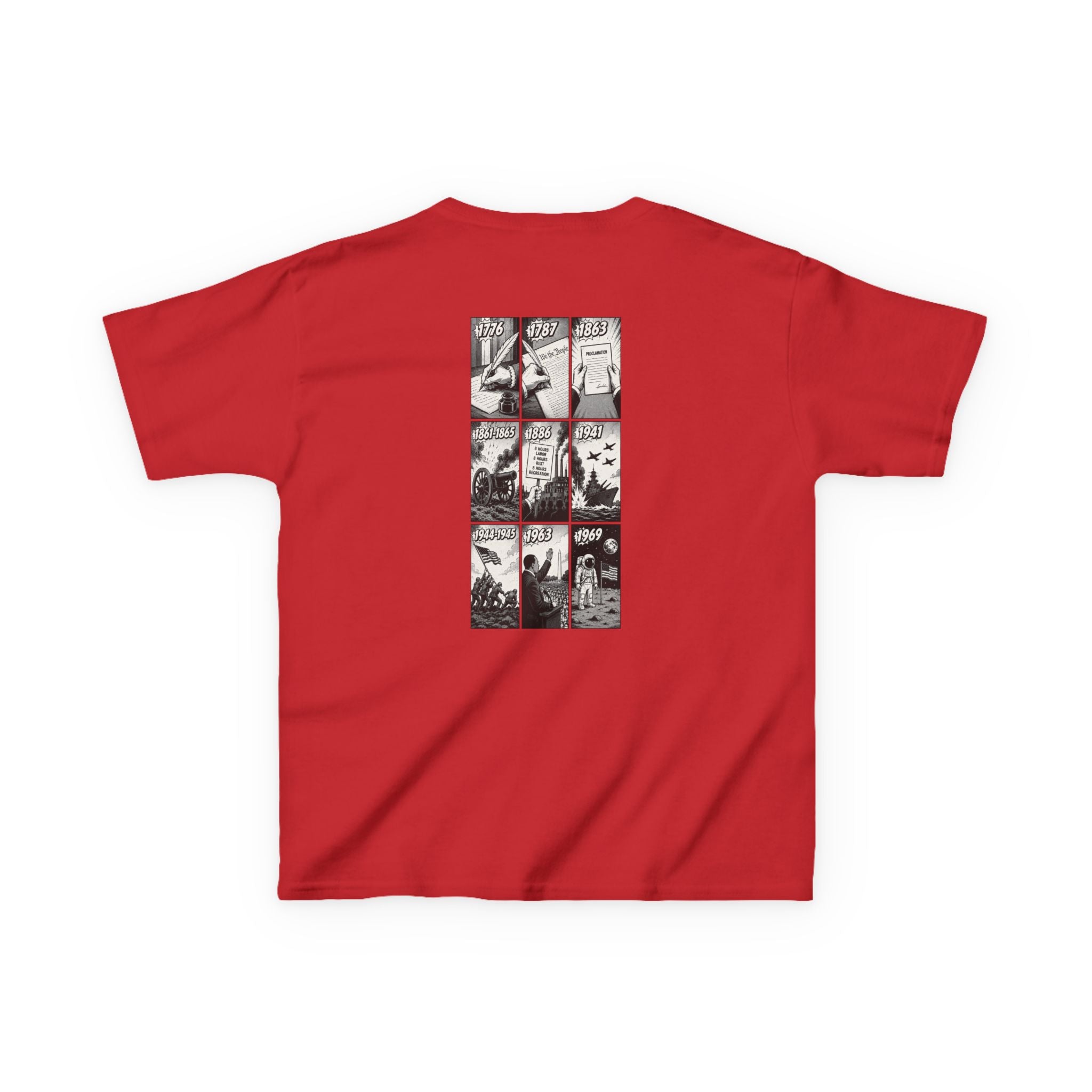 America Comic Book History Kids Tee Printify