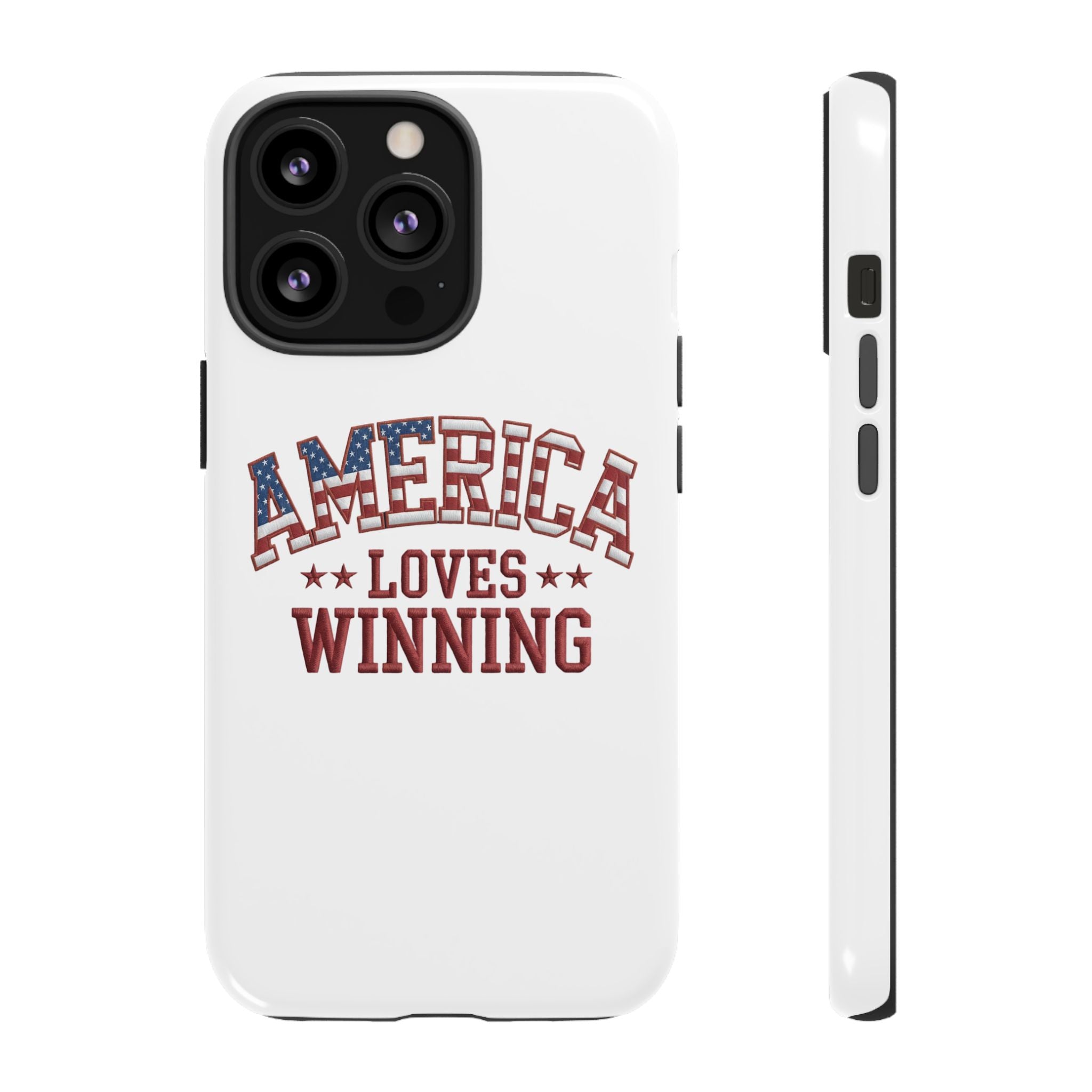 America Loves Winning Patriotic Phone Case – Tough Dual Layer iPhone & Samsung Galaxy S26 Case