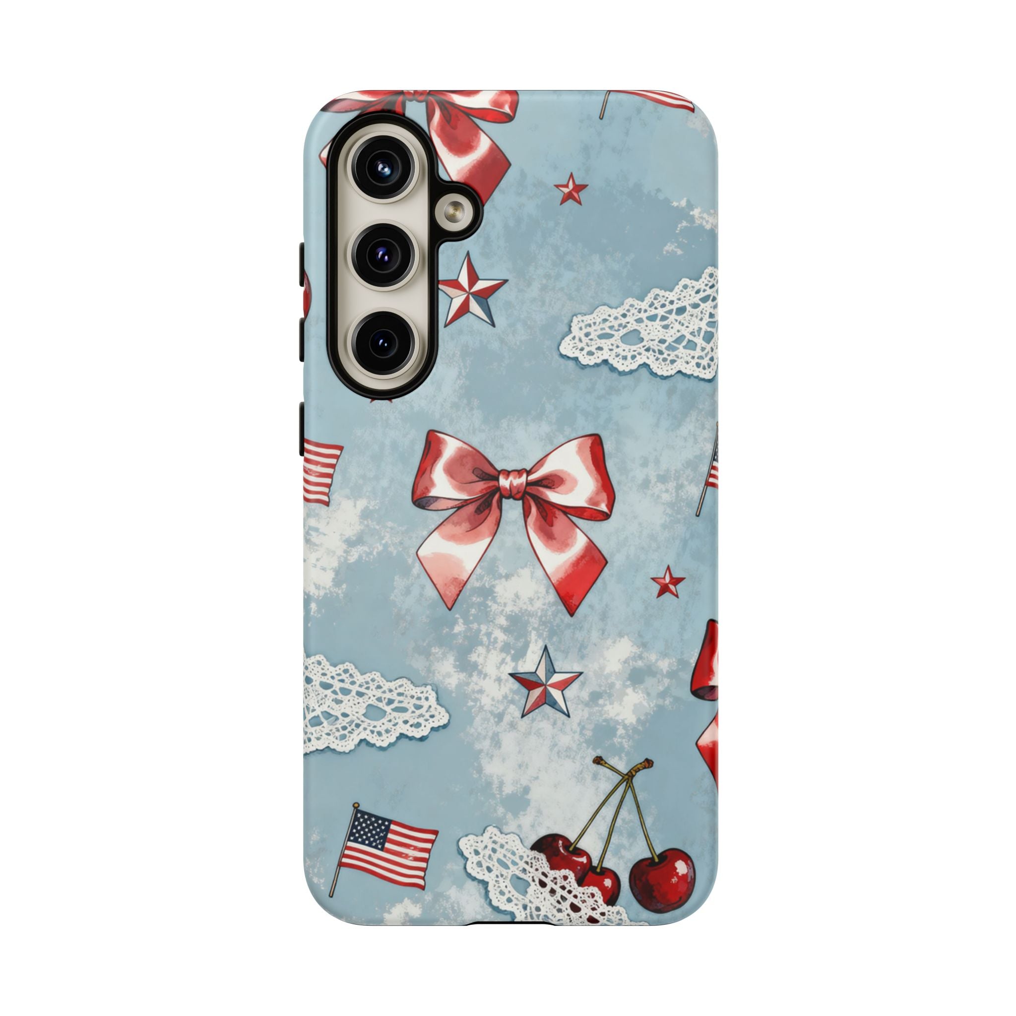 Americana Coquette Cherry Bow Phone Case Printify