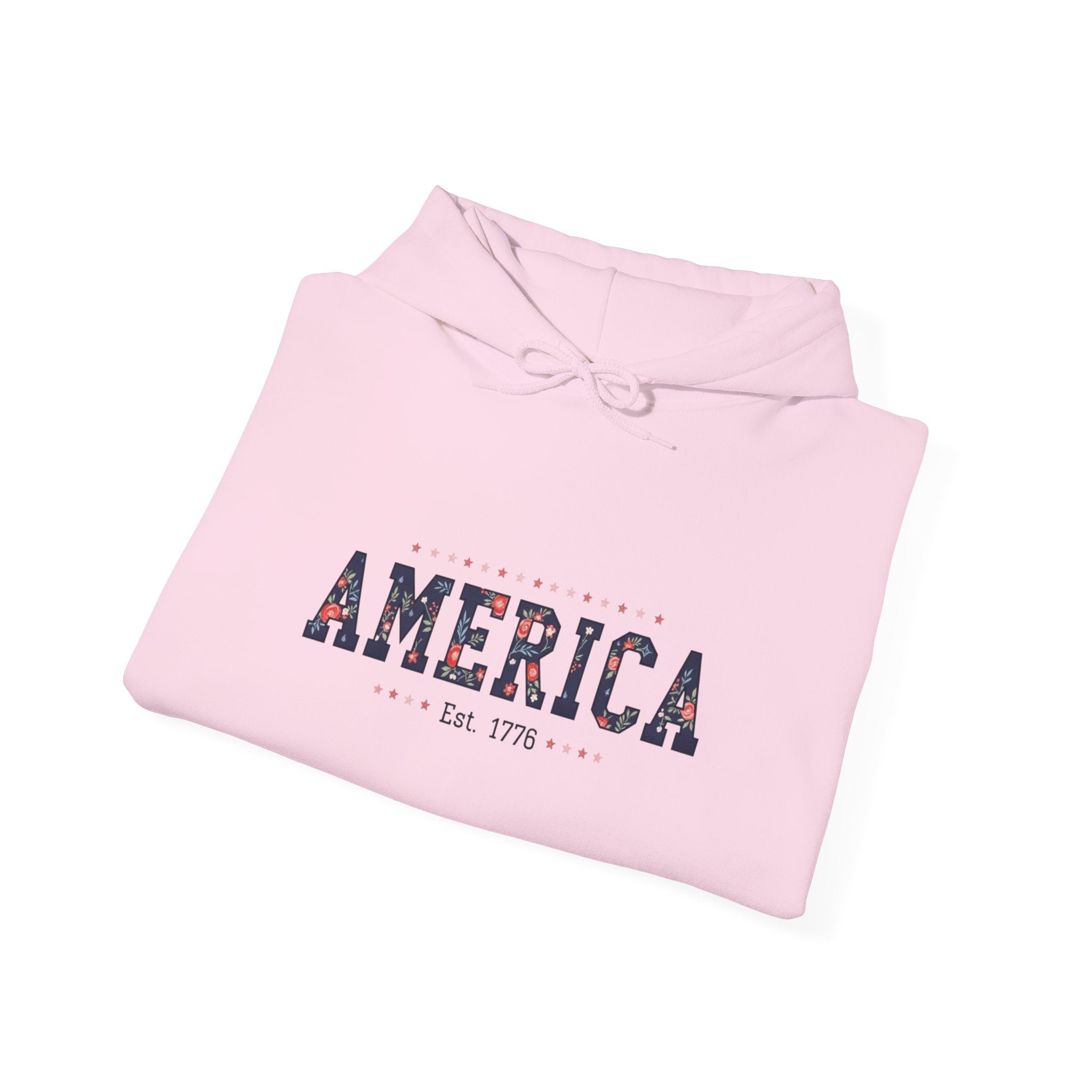 America Flower Hoodie — Floral USA Flag Sweatshirt Printify