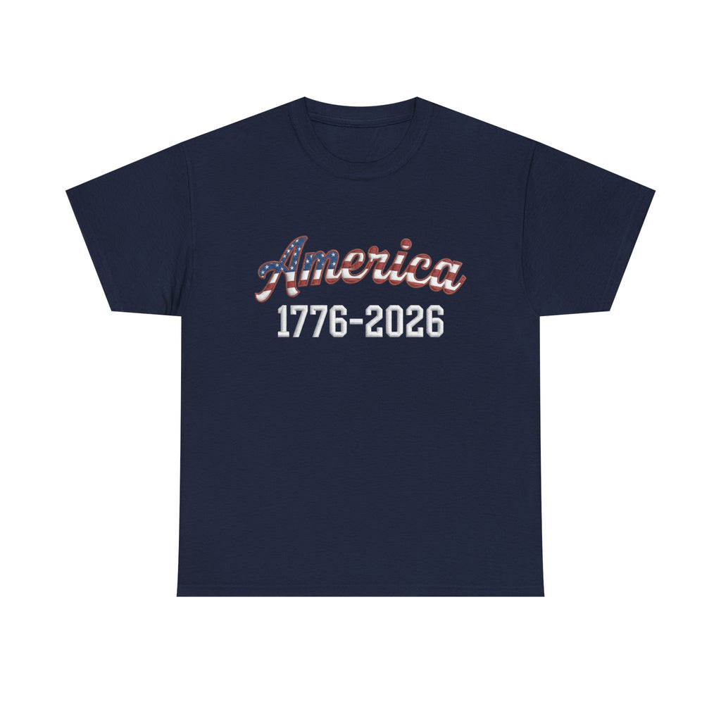 "America 1776–2026" Patriotic Unisex Cotton T-Shirt – Gildan 5000 Heavy Tee