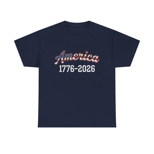 "America 1776–2026" Patriotic Unisex Cotton T-Shirt – Gildan 5000 Heavy Tee