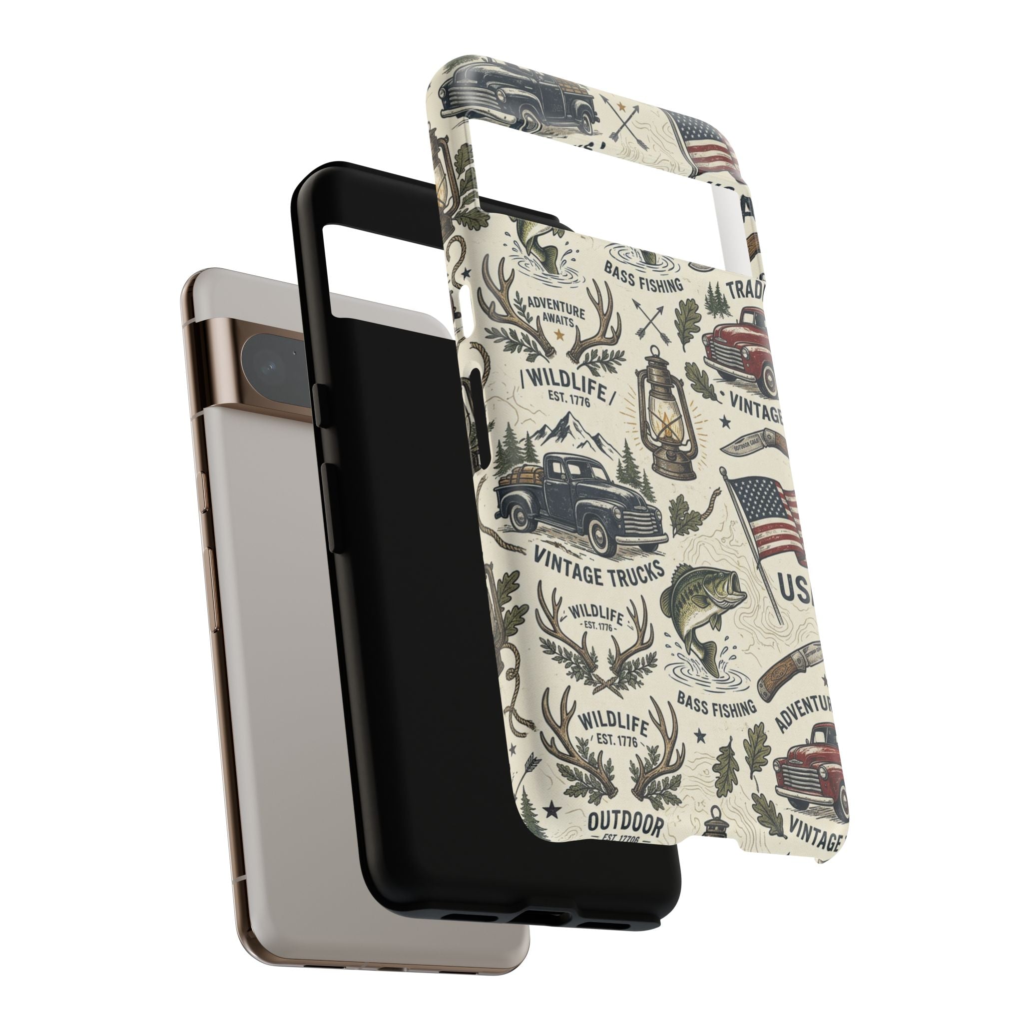 Patriotic Outdoors Phone Case – Bass Fishing & Vintage Americana Case Printify