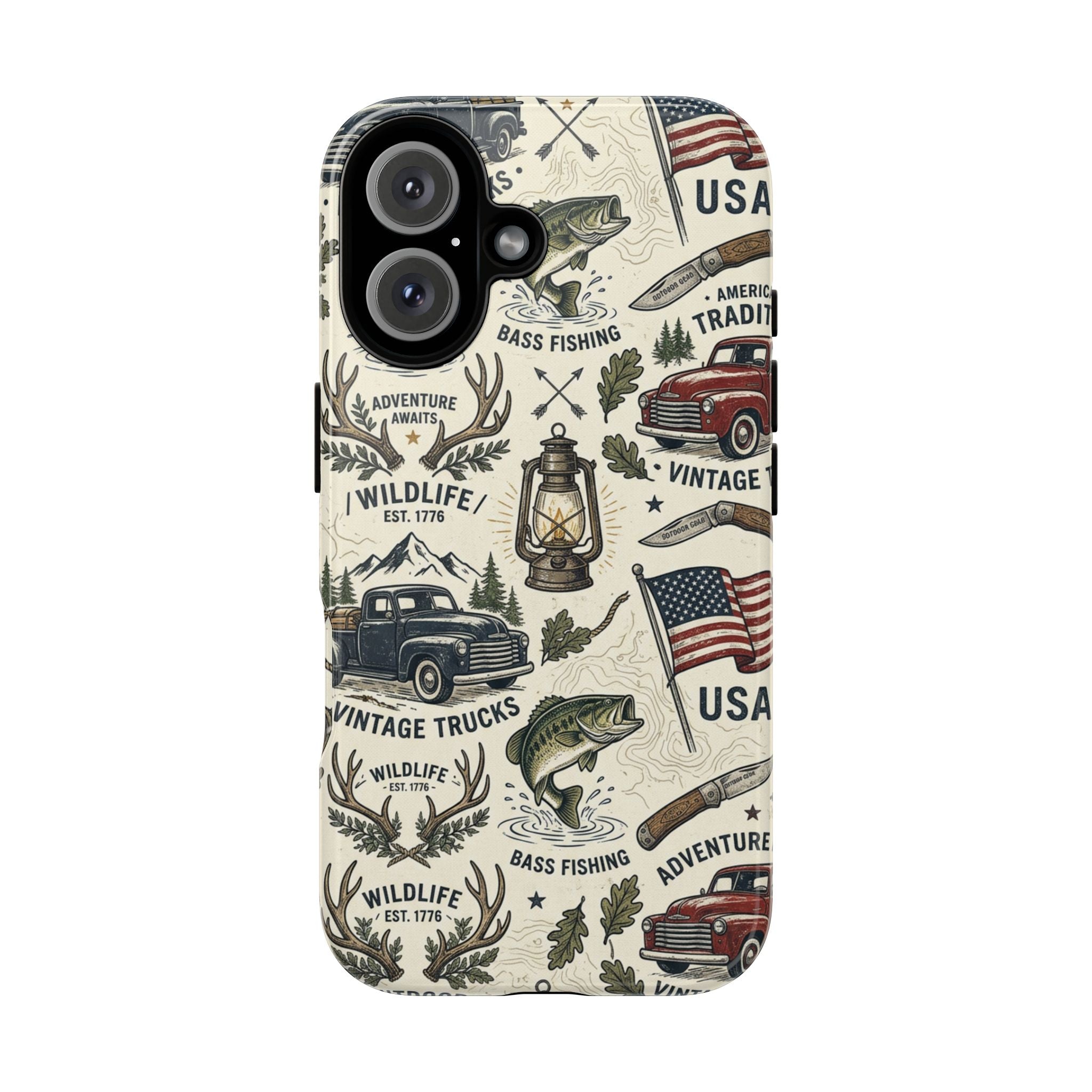 Patriotic Outdoors Phone Case – Bass Fishing & Vintage Americana Case Printify