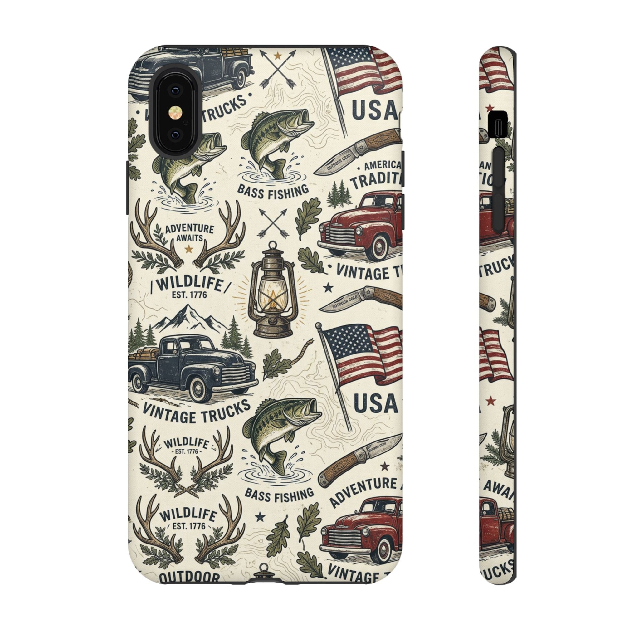 Patriotic Outdoors Phone Case – Bass Fishing & Vintage Americana Case Printify